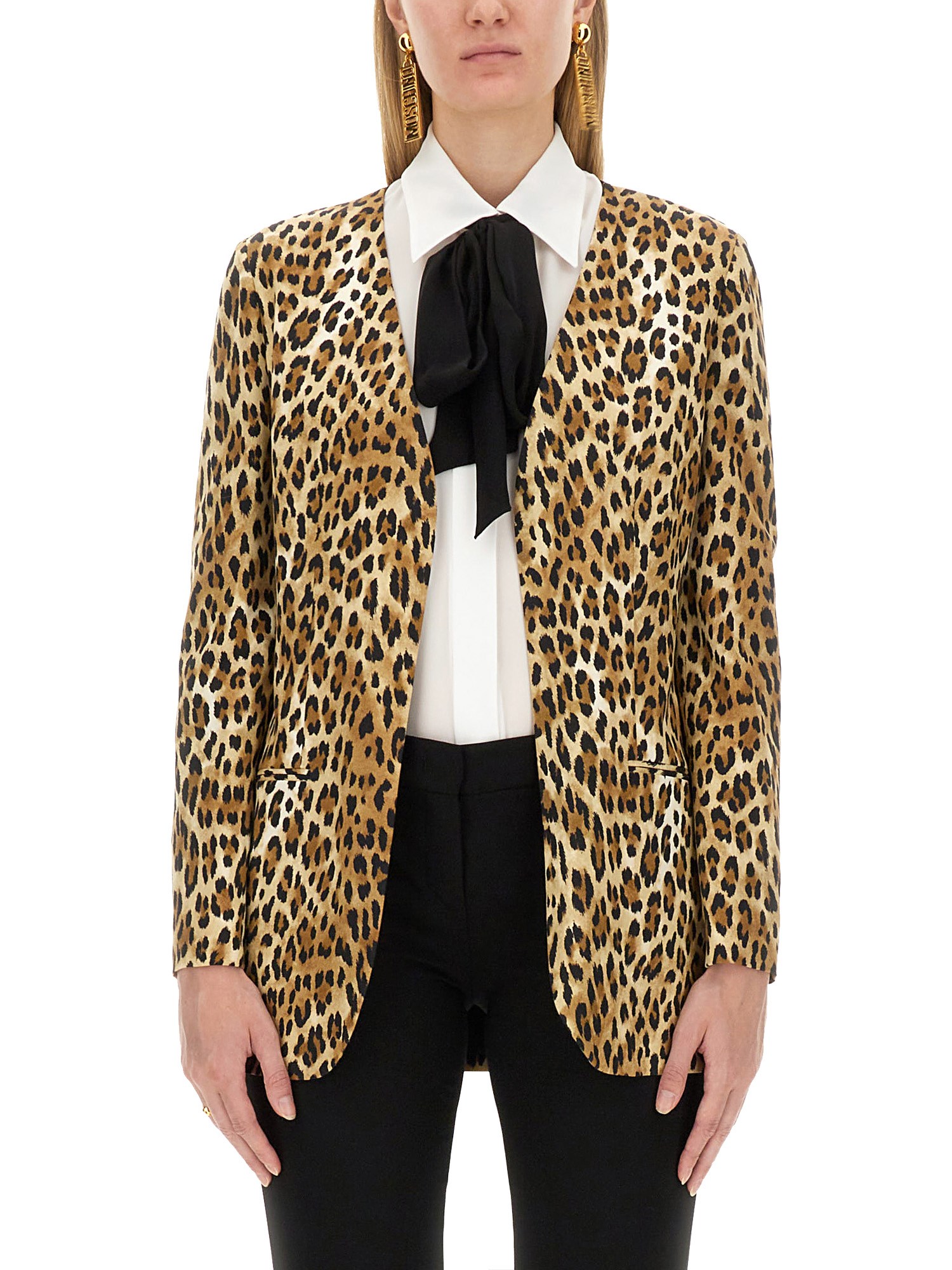 Shop Moschino Jacket With Animal Pattern In Animalier