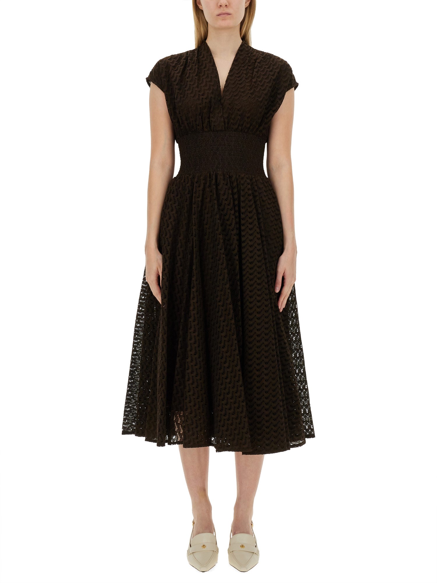 Shop Tory Burch Cotton Dress In Brown