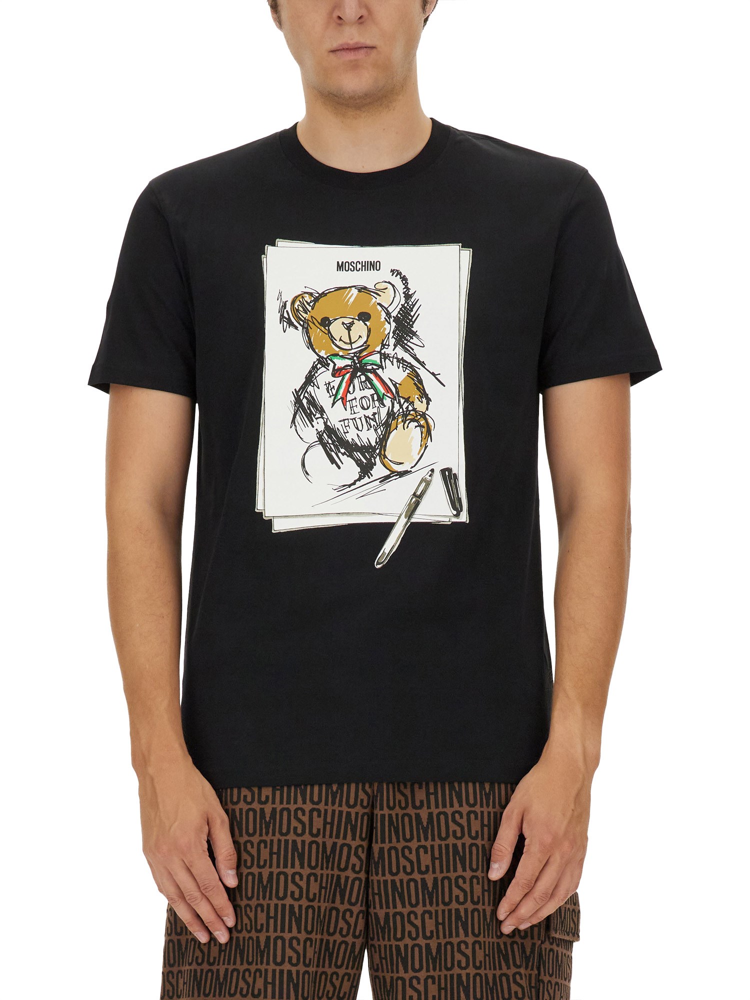 Shop Moschino Teddy Bear T-shirt In Black