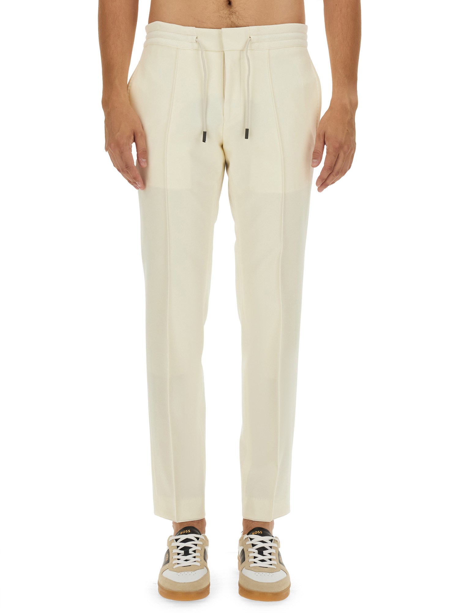 Shop Boss Camel Pants With Elastic In White