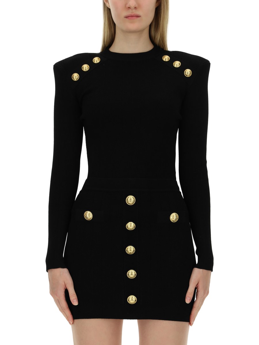 BALMAIN MAGLIA IN VISCOSA CON BOTTONI ICONICI