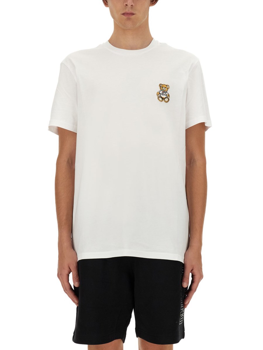 MOSCHINO T-SHIRT TEDDY PATCH IN COTONE