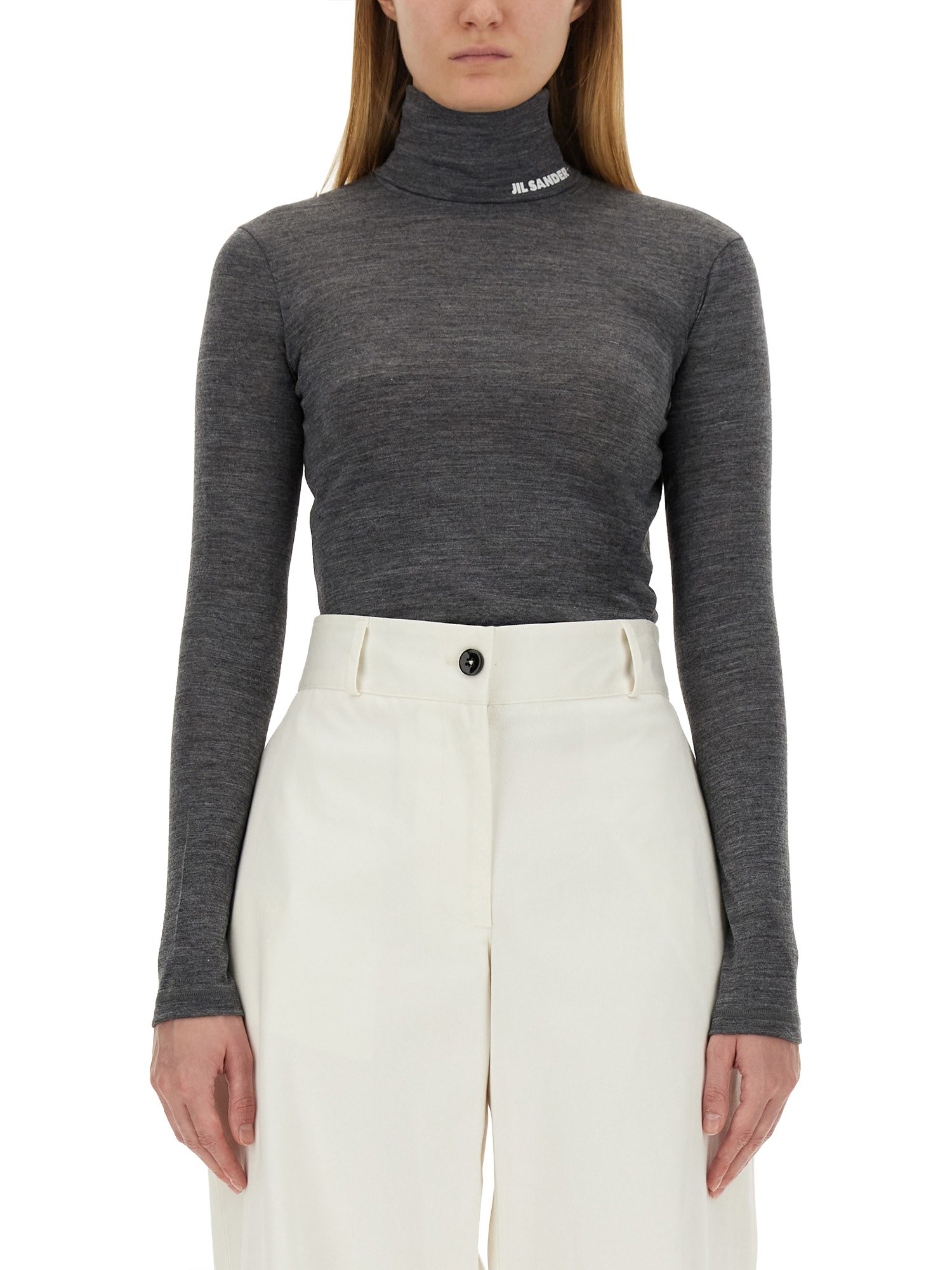 Shop Jil Sander Turtleneck T-shirt In Grey