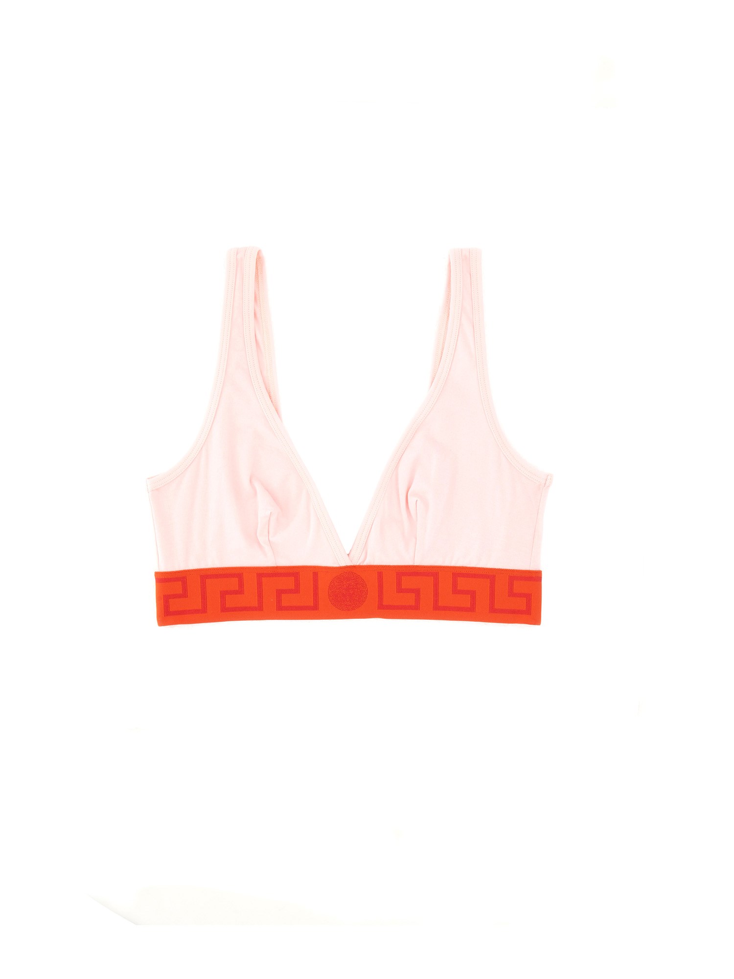 Shop Versace Bralette With Greek In Pink