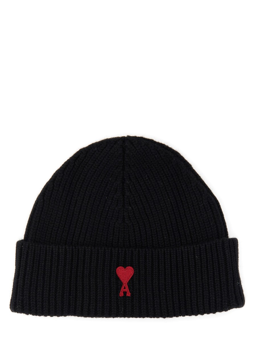 AMI PARIS CAPPELLO BEANIE A COSTE CON LOGO ADC