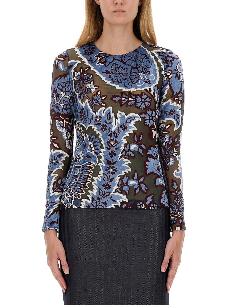 ETRO TOP IN TULLE CON STAMPA