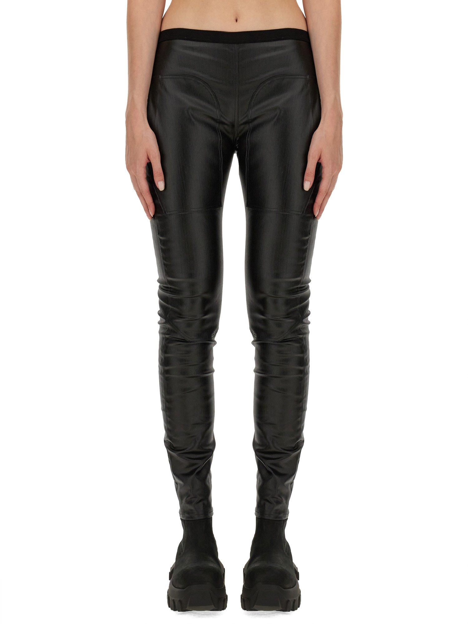 Rick Owens Lurex High-waisted Pants With Gathered Detail In Black