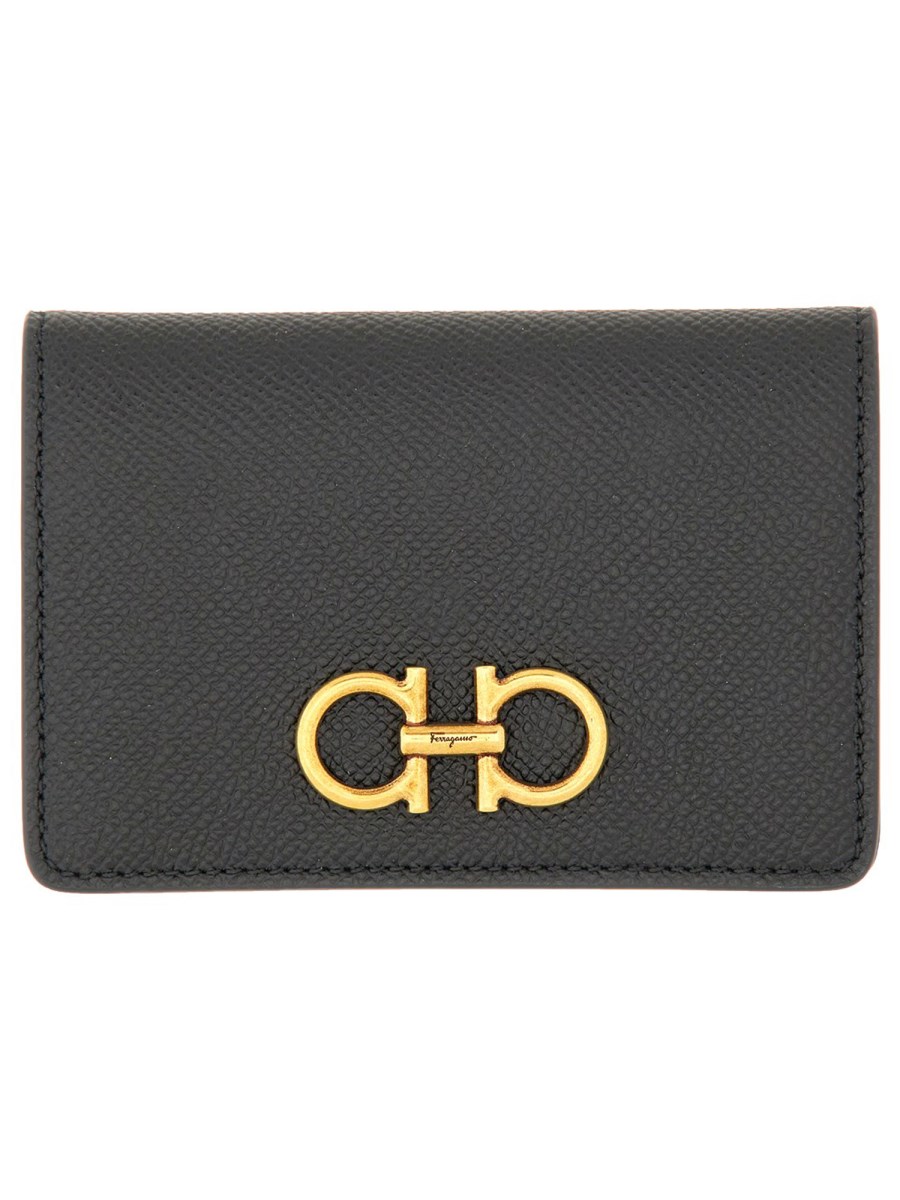 FERRAGAMO PORTA CARTE DI CREDITO GANCINI IN PELLE