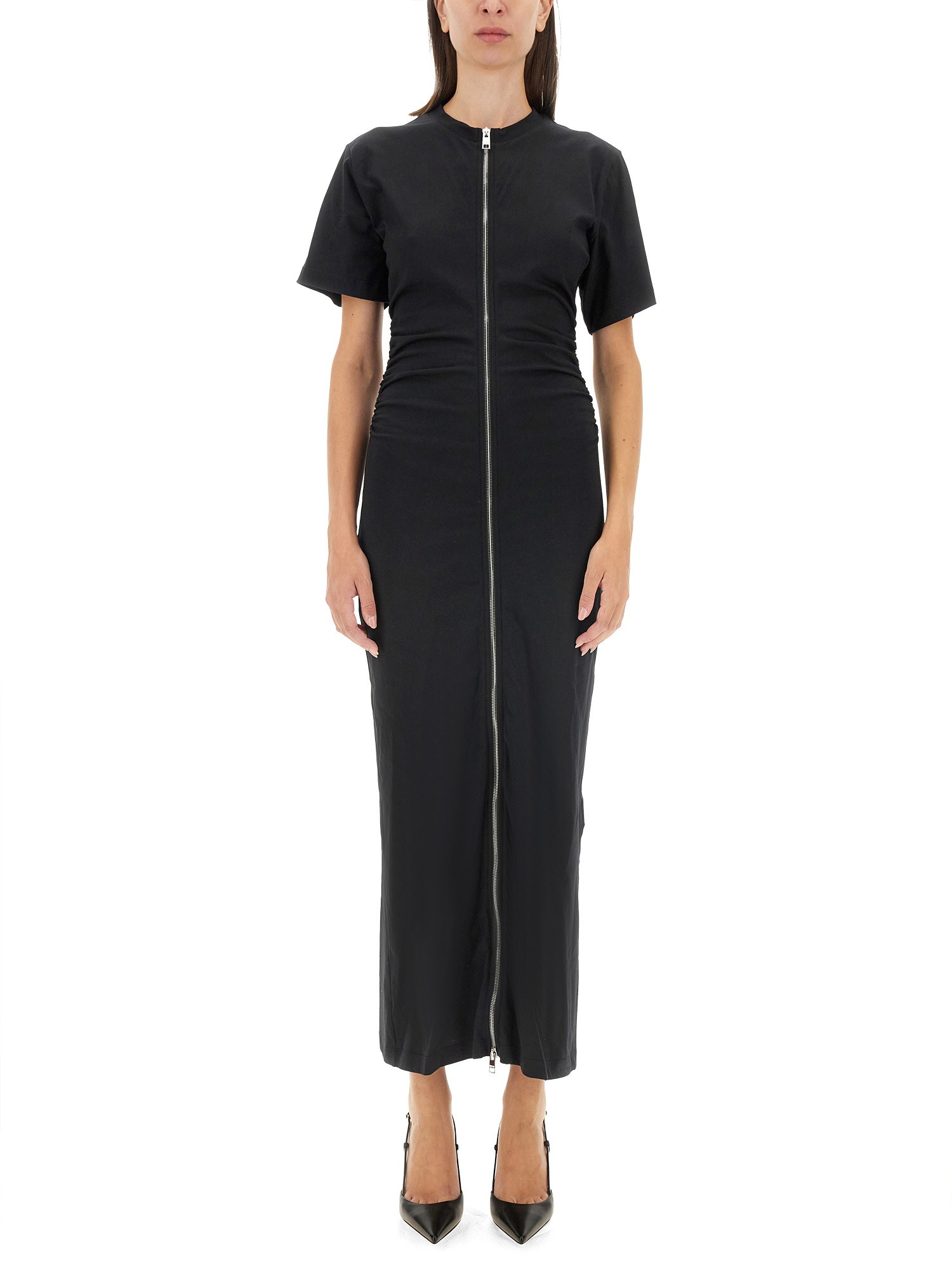 Shop Msgm Dress With Zipper In Black