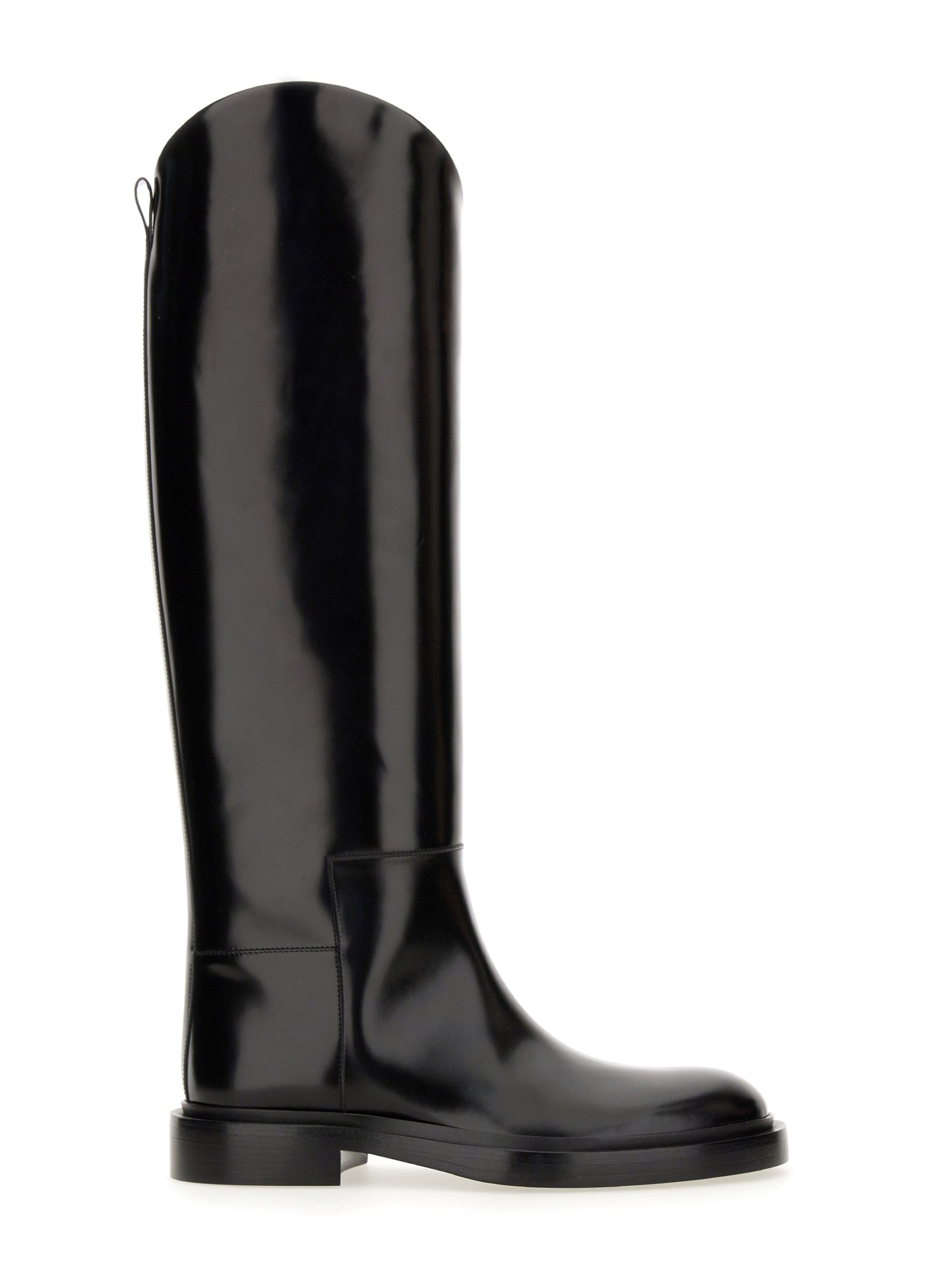 Jil Sander Asymmetric Leather Boots In Black