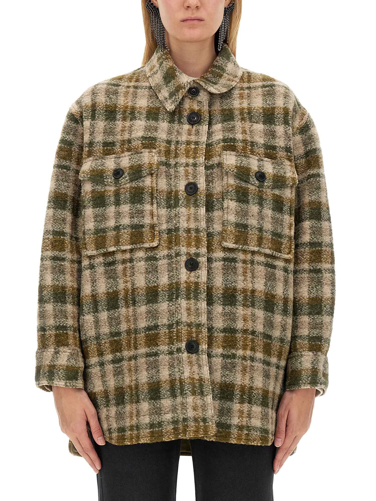 Isabel Marant Étoile Check Pattern Asymmetric Hem Coat In Multicolour