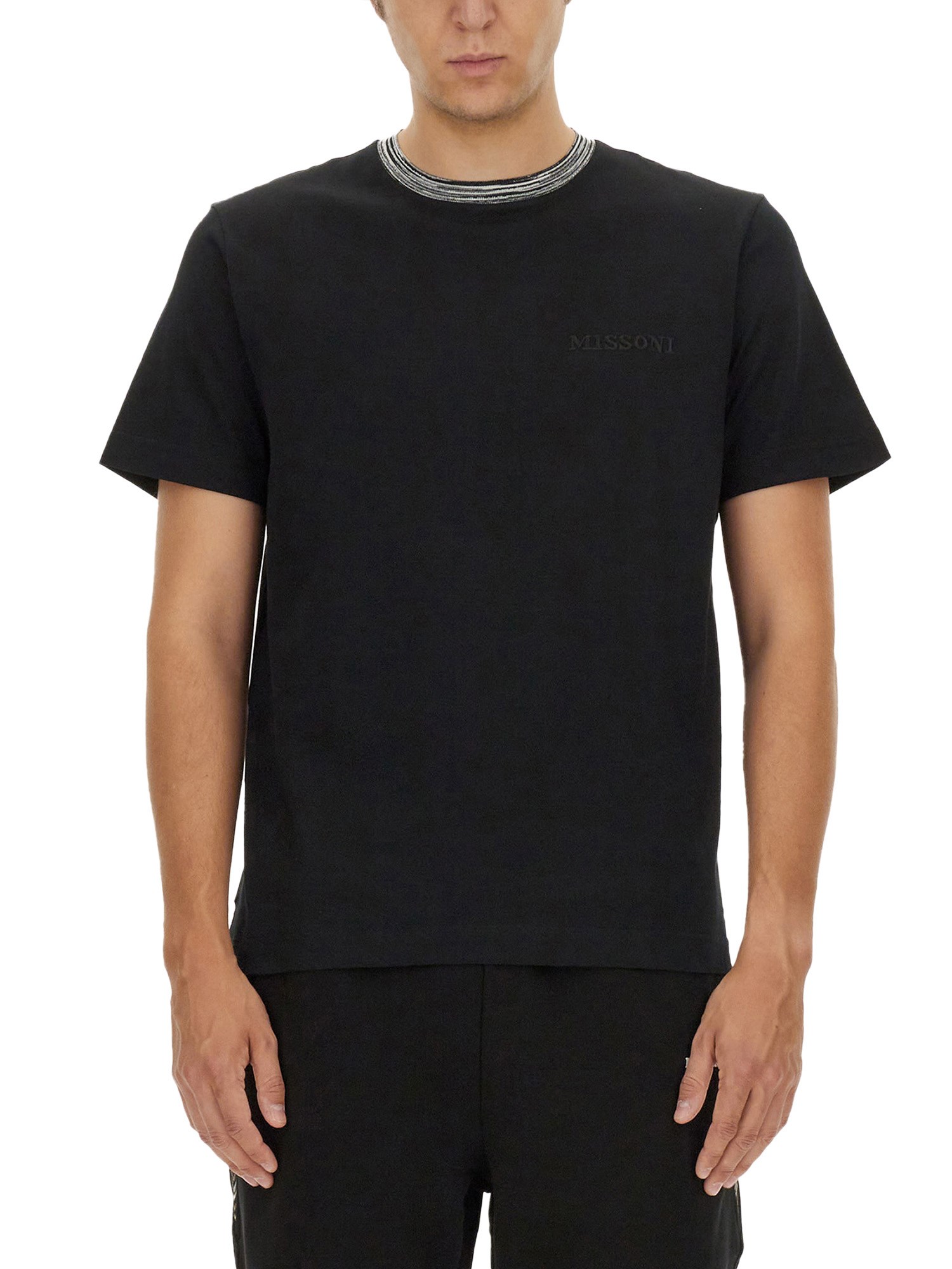 Shop Missoni Cotton T-shirt In Black