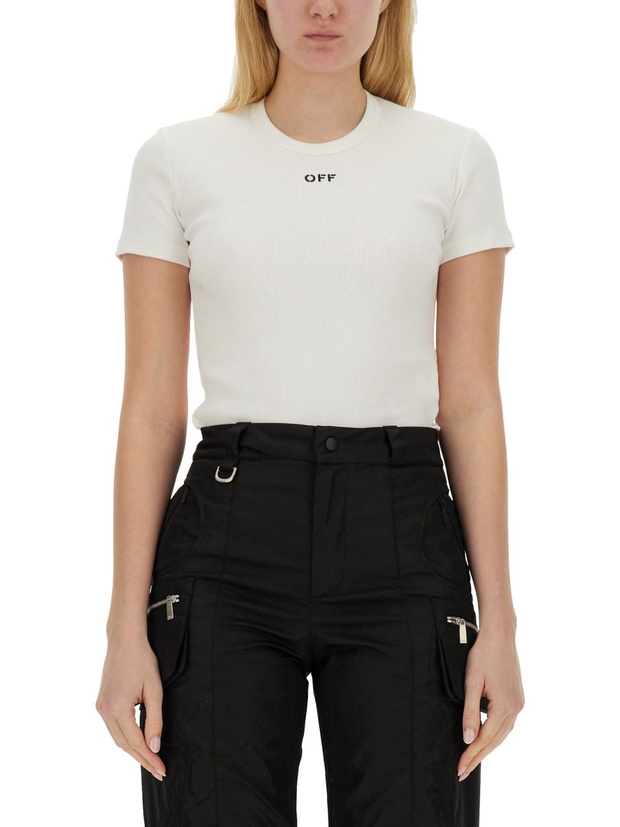 OFF-WHITE T-SHIRT BASIC A COSTE CON LOGO OFF