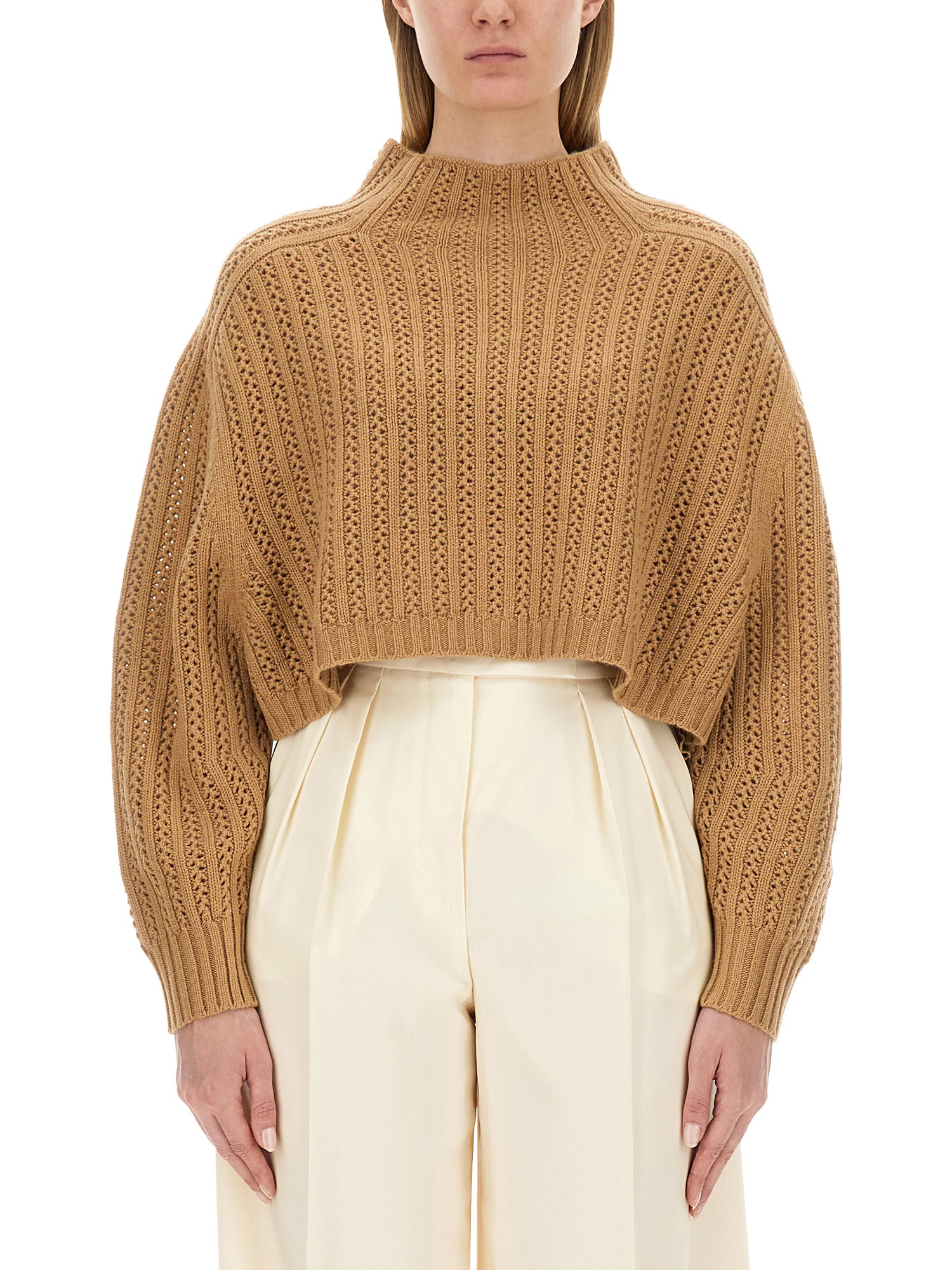 Shop Max Mara Jersey "hodeida" In Beige