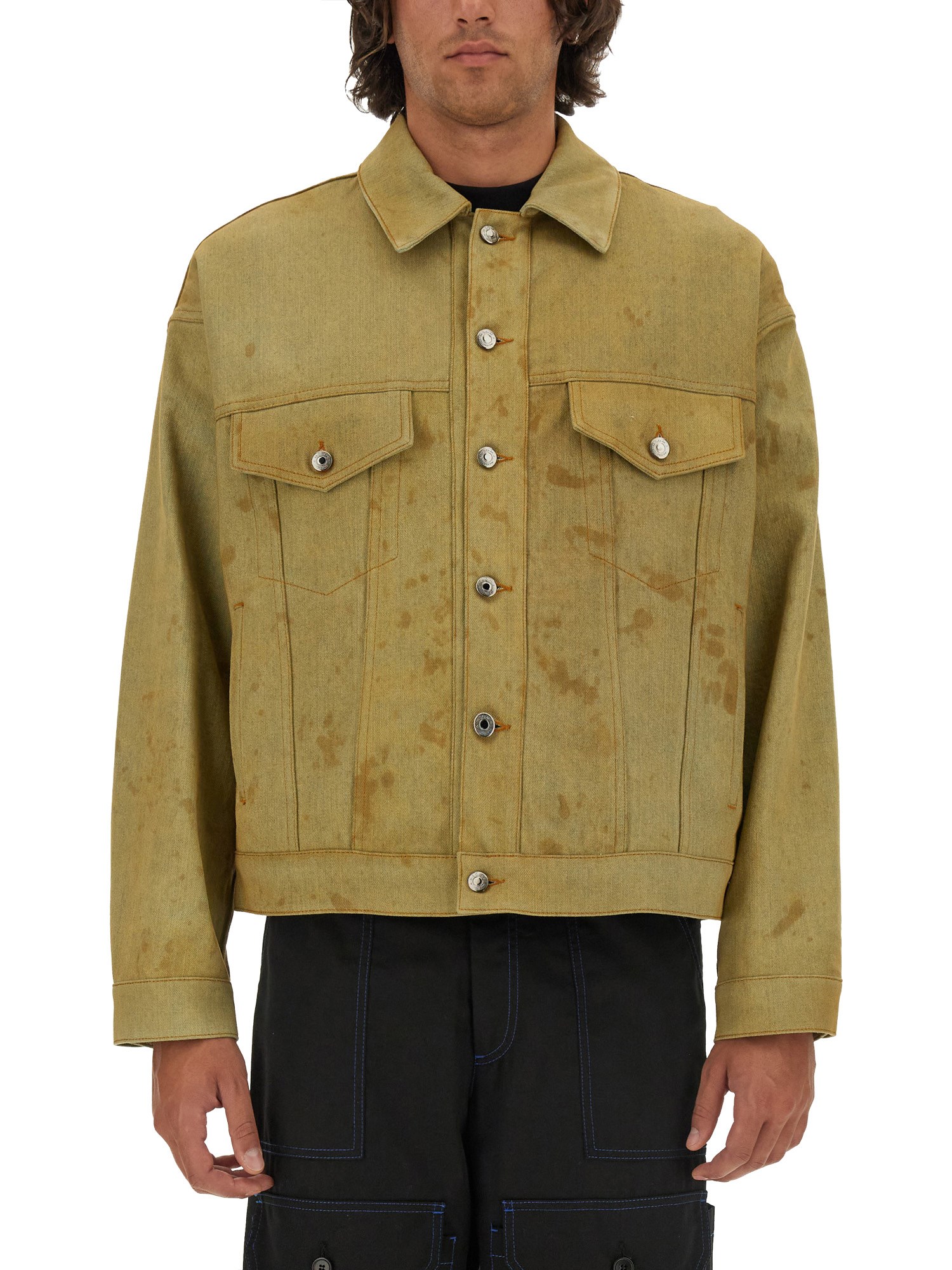 Shop Msgm Denim Jacket Dyed In Tea