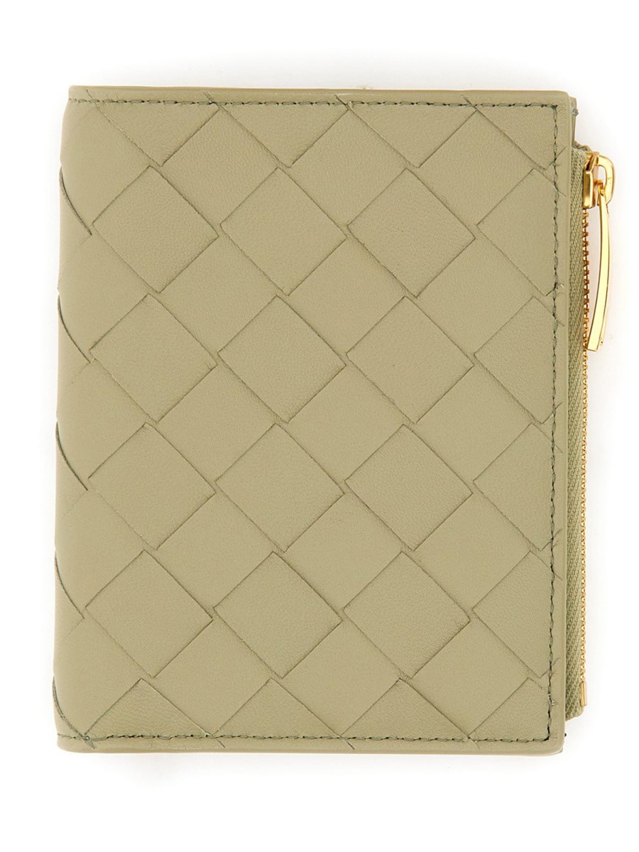 BOTTEGA VENETA PORTAFOGLIO INTRECCIATO BI-FOLD SMALL CON ZIP