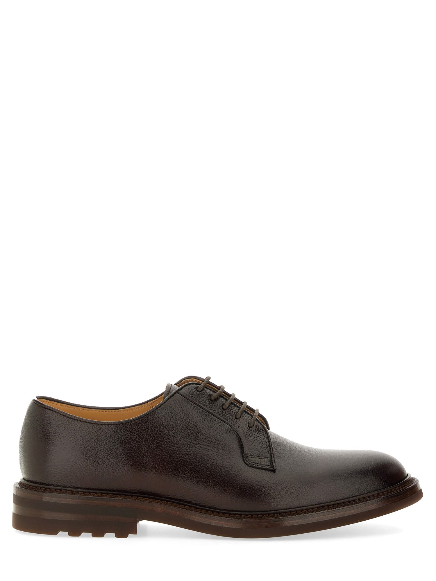 Shop Brunello Cucinelli Leather Derby. In Brown