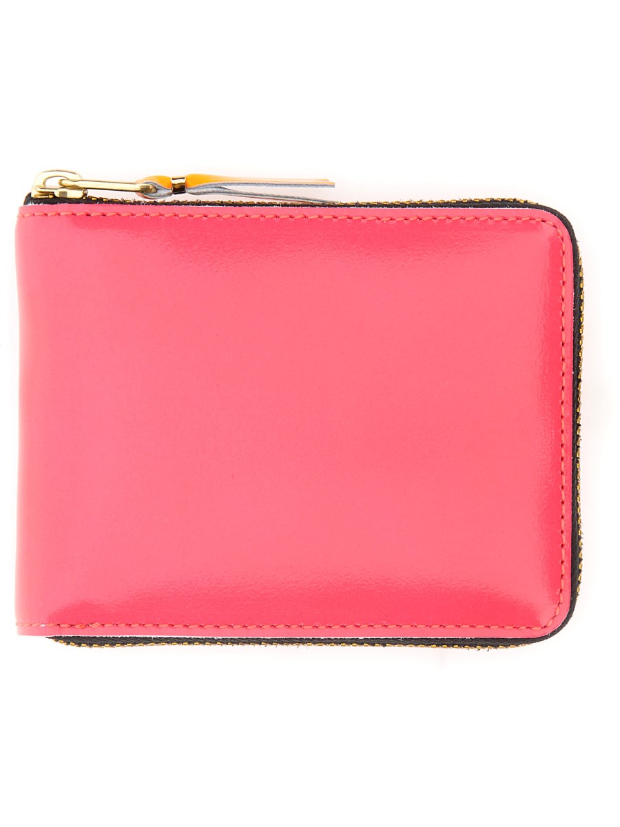 COMME DES GARCONS WALLET PORTAFOGLIO IN PELLE SUPER FLUO CON ZIP