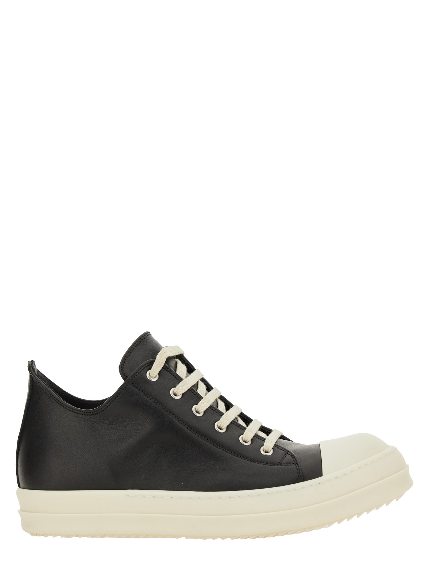 Shop Rick Owens Low Top Leather Sneaker In Black