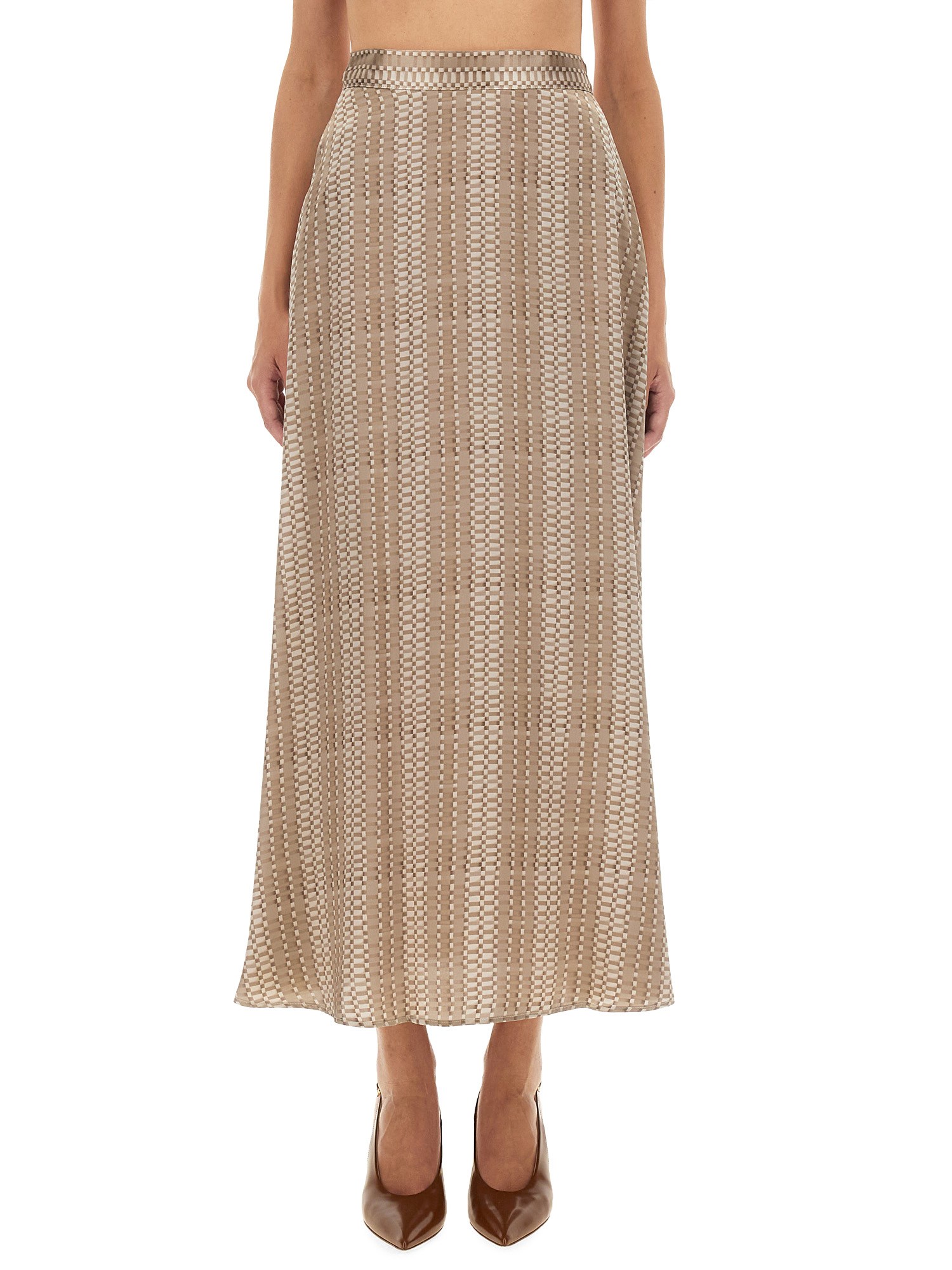 Shop Kiton Midi Skirt In Beige