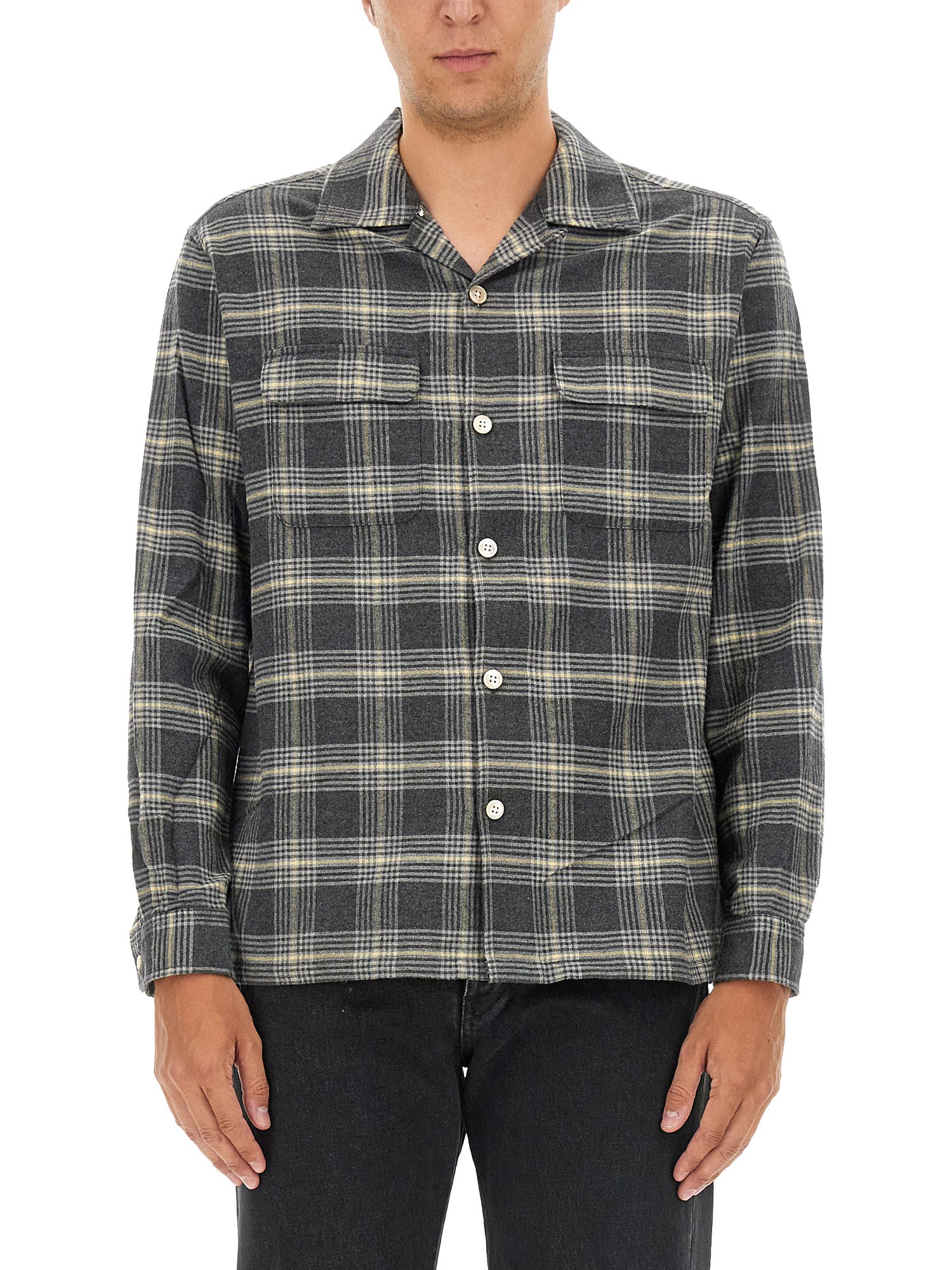 Shop Sunflower Plaid Shirt In Grey