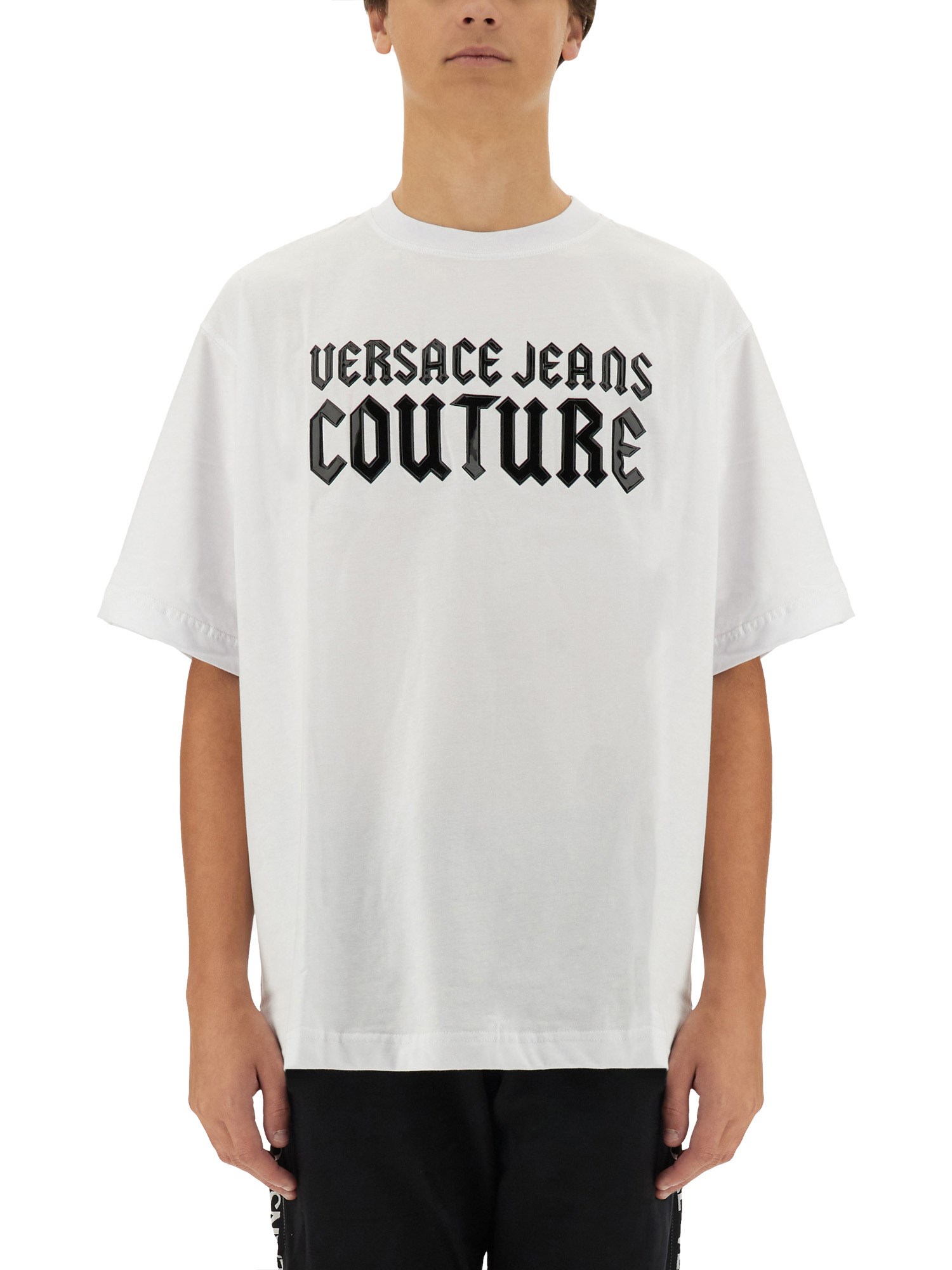 Shop Versace Jeans Couture Gothic Logo T-shirt In White