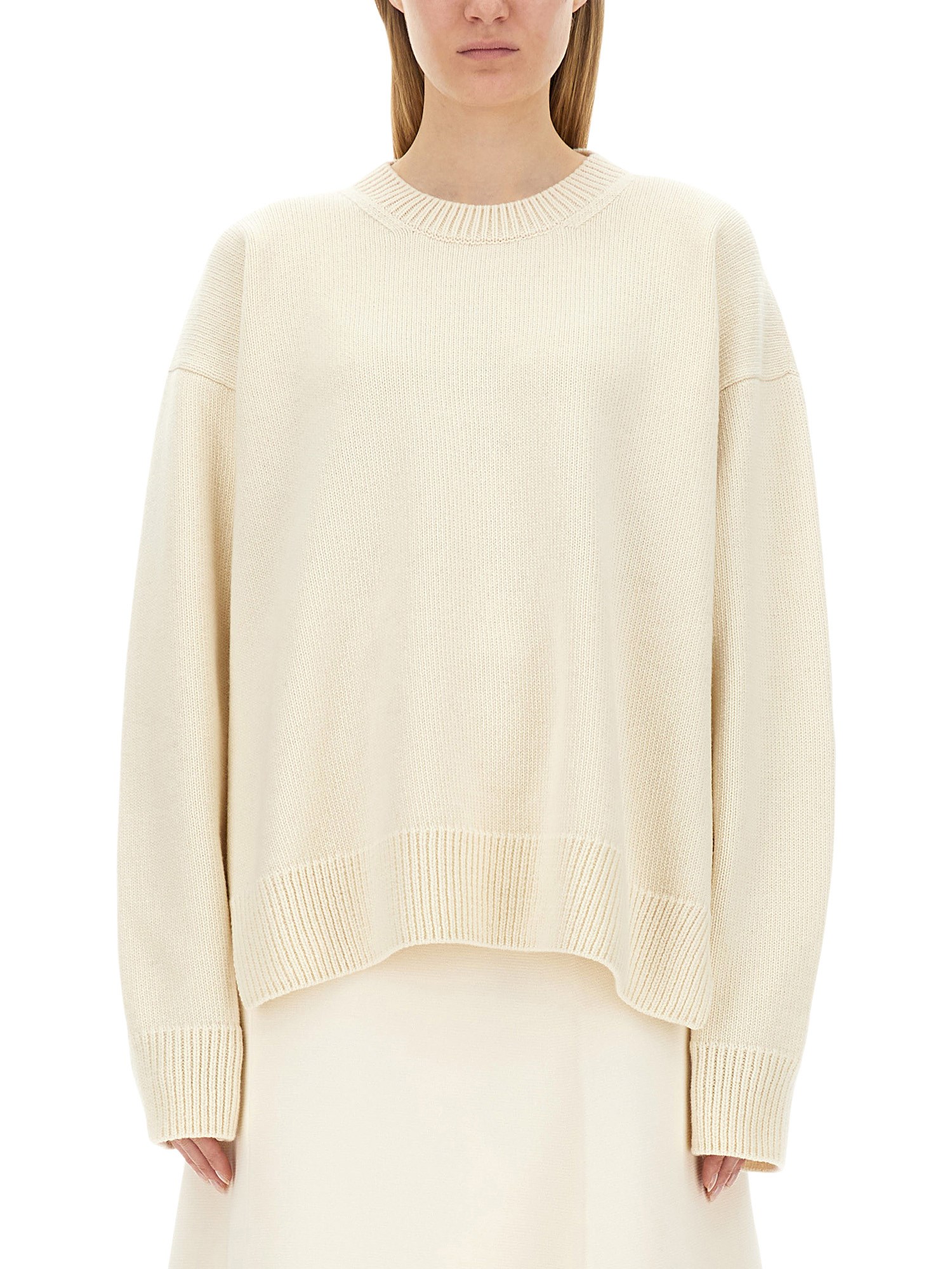 Shop Jil Sander Wool Sweater In Ivory