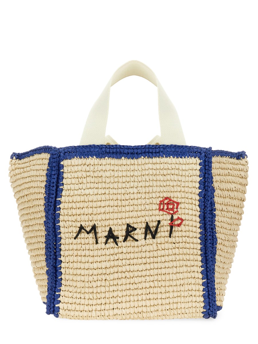 MARNI BORSA SHOPPER "SILLO" SMALL IN MAGLIA MACRAME EFFETTO RAFIA