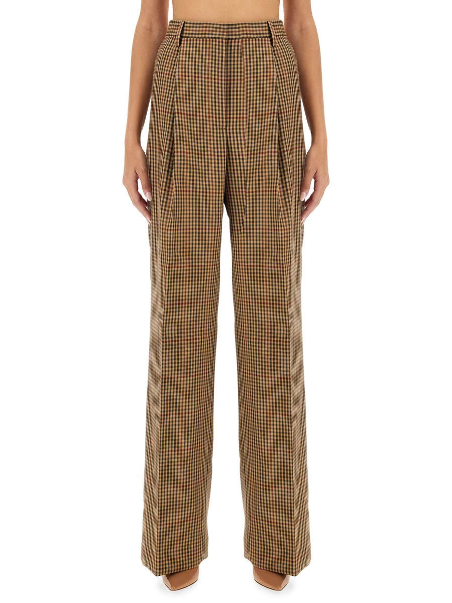 DRIES VAN NOTEN PANTALONE CON MOTIVO CHECK IN LANA