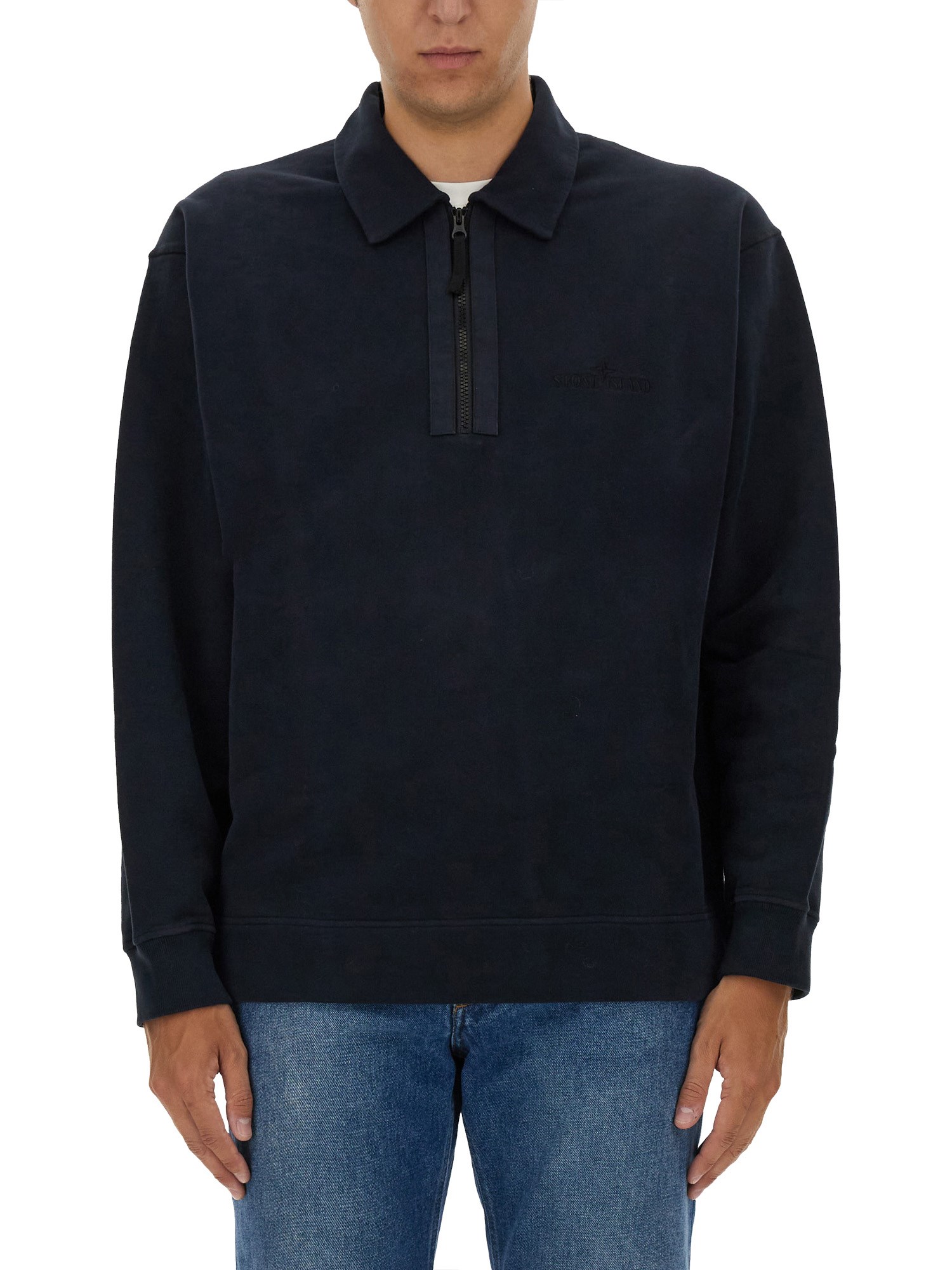 Stone Island Men Sweatshirt With Logo In Blue