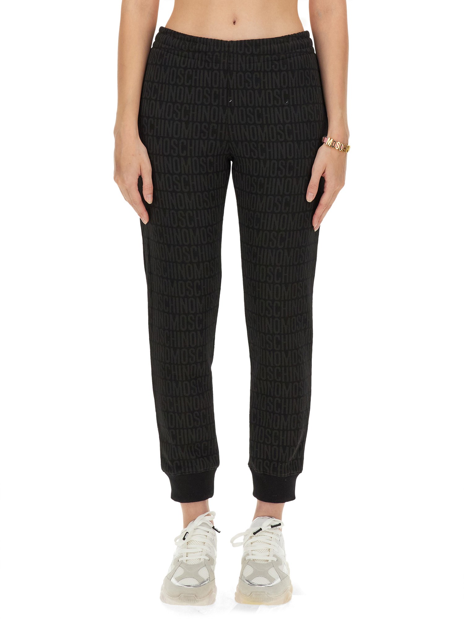 Moschino Cotton Joggers With Ribbed Elastic Waist In White