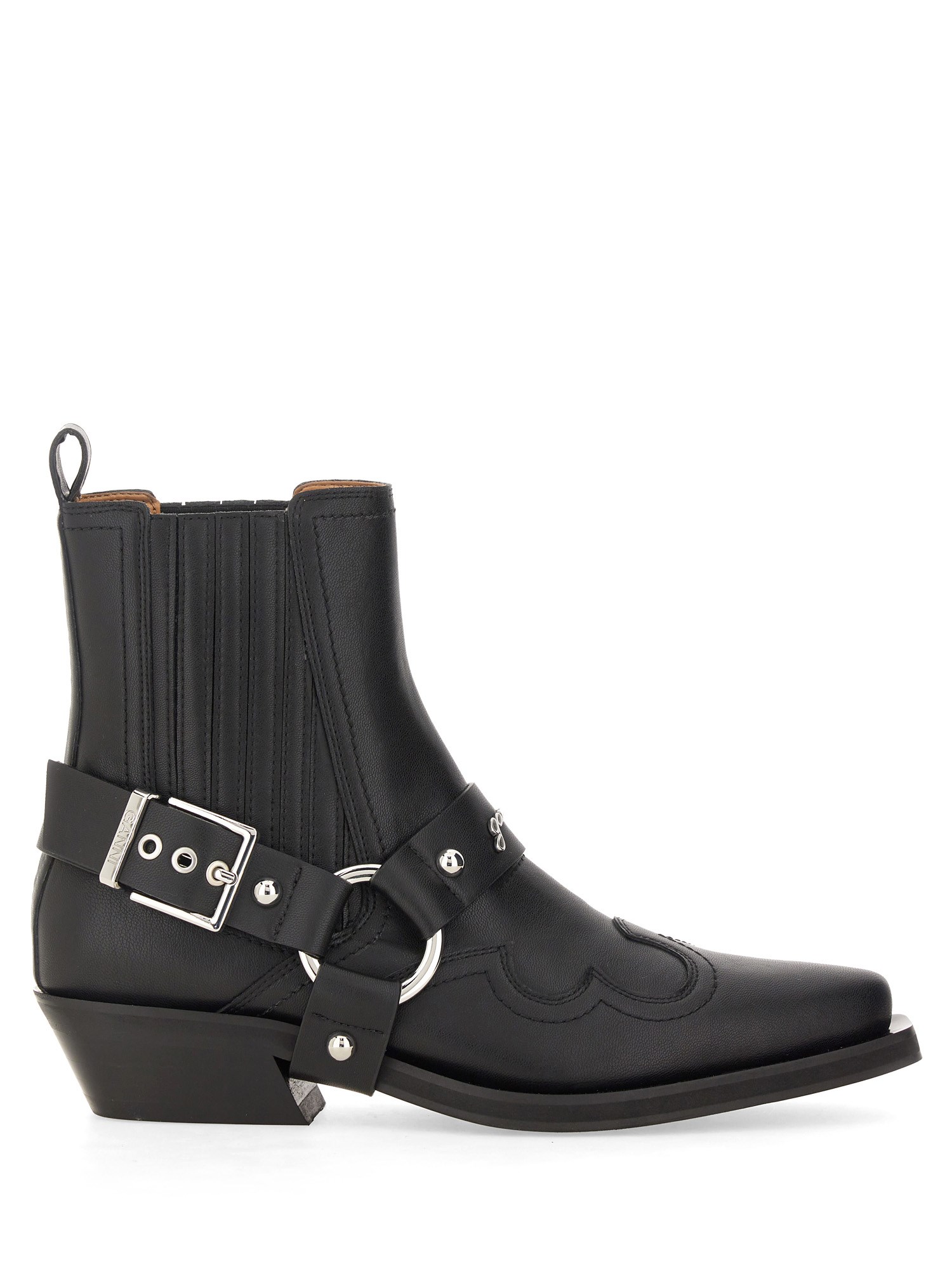 Ganni Western Chelsea Ankle Boots In Black