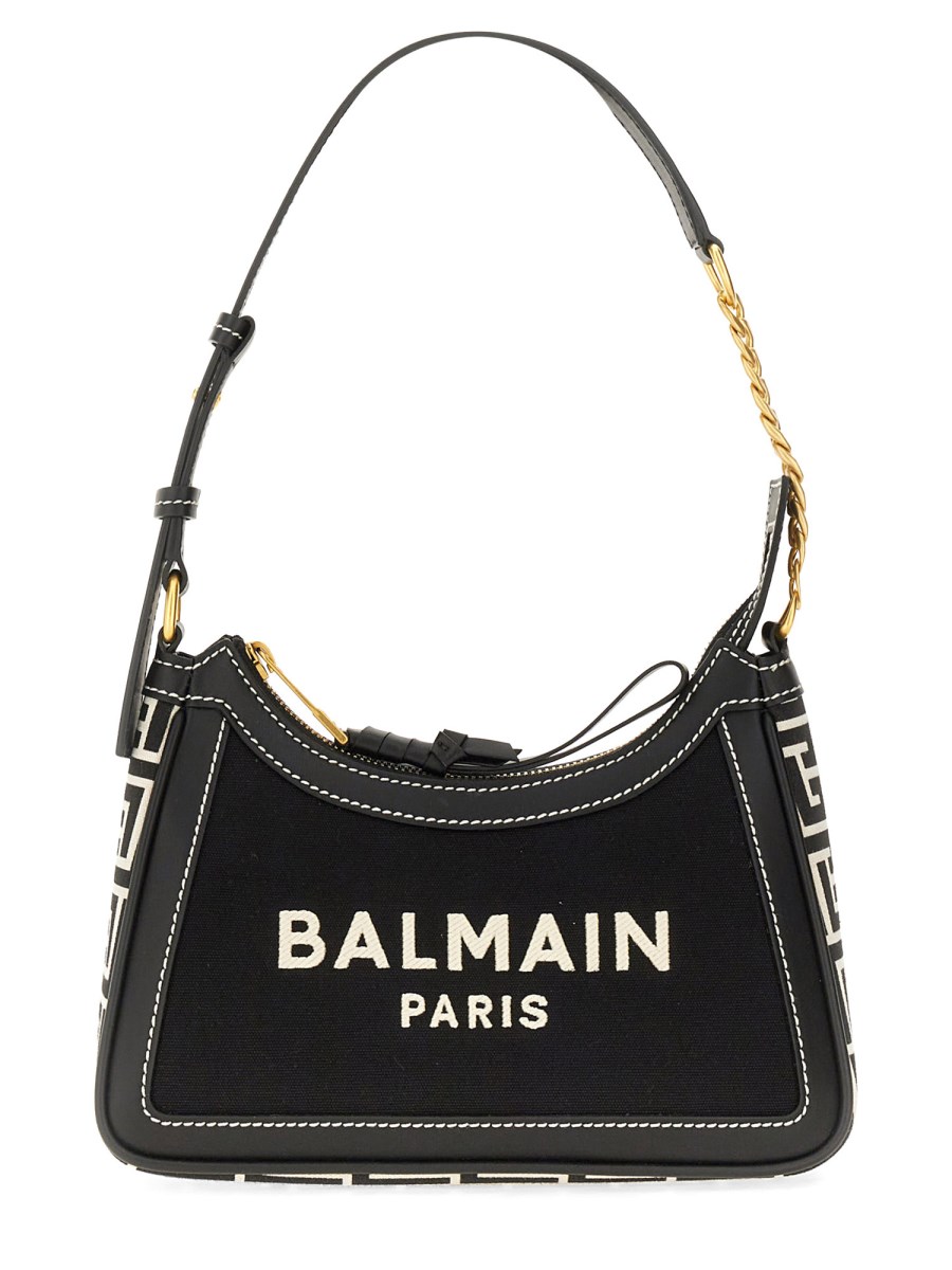 BALMAIN BORSA A SPALLA "B-ARMY" IN CANVAS MONOGRAM CON INSERTI IN PELLE