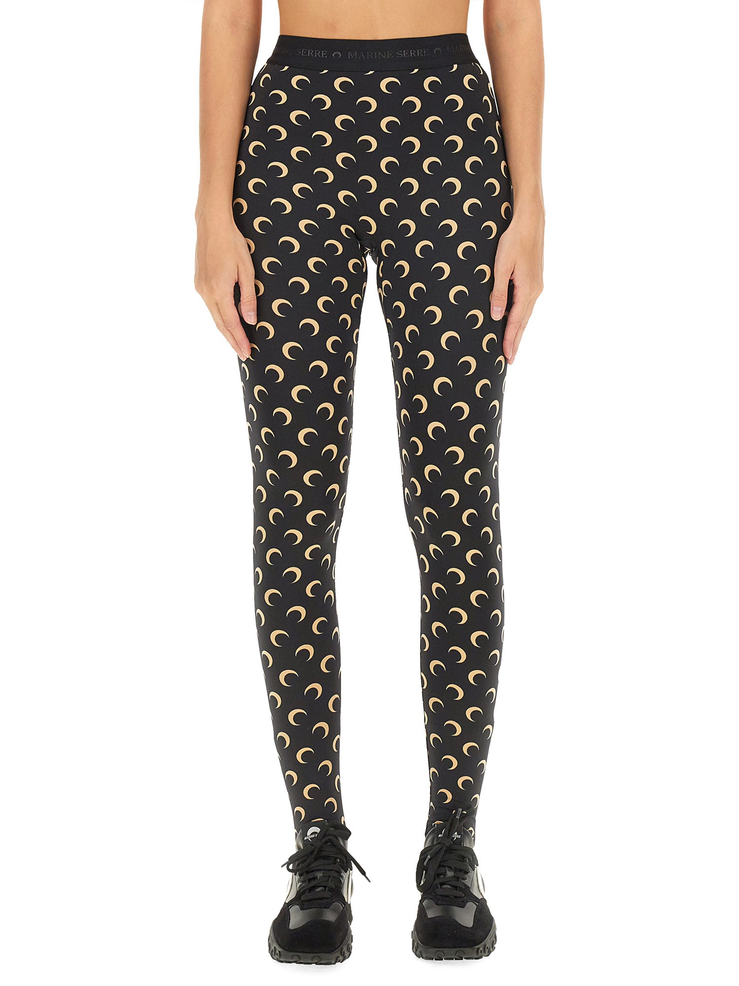 Shop Marine Serre Moon Print Leggings In Black