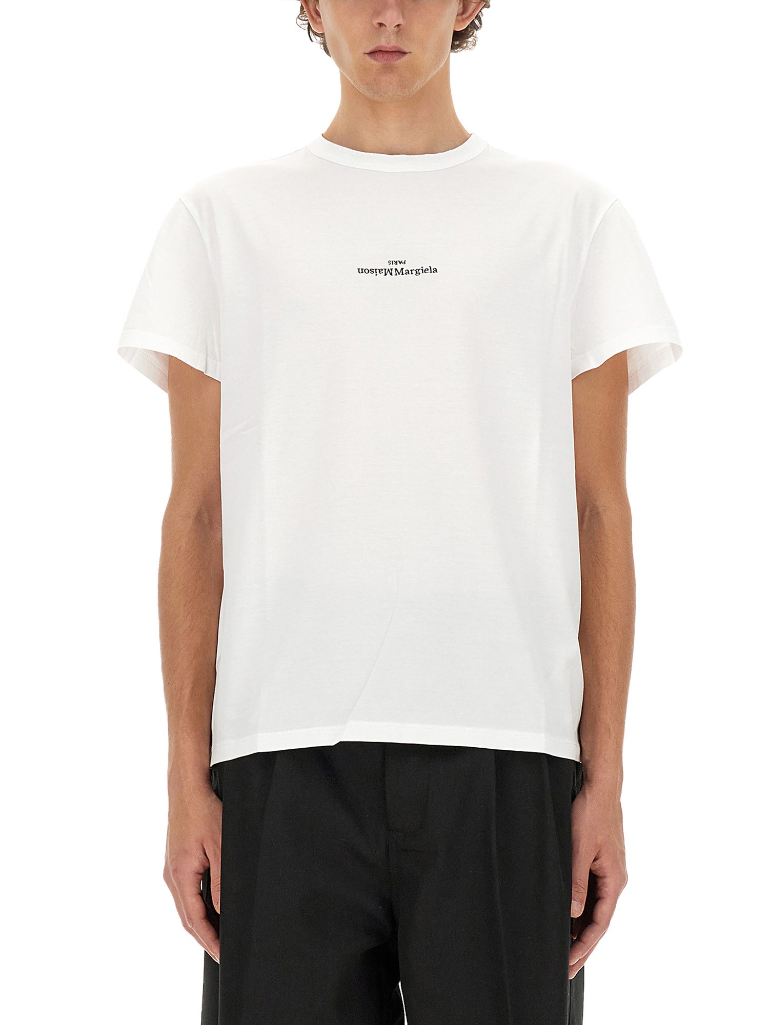 Shop Maison Margiela Distorted Logo T-shirt In White