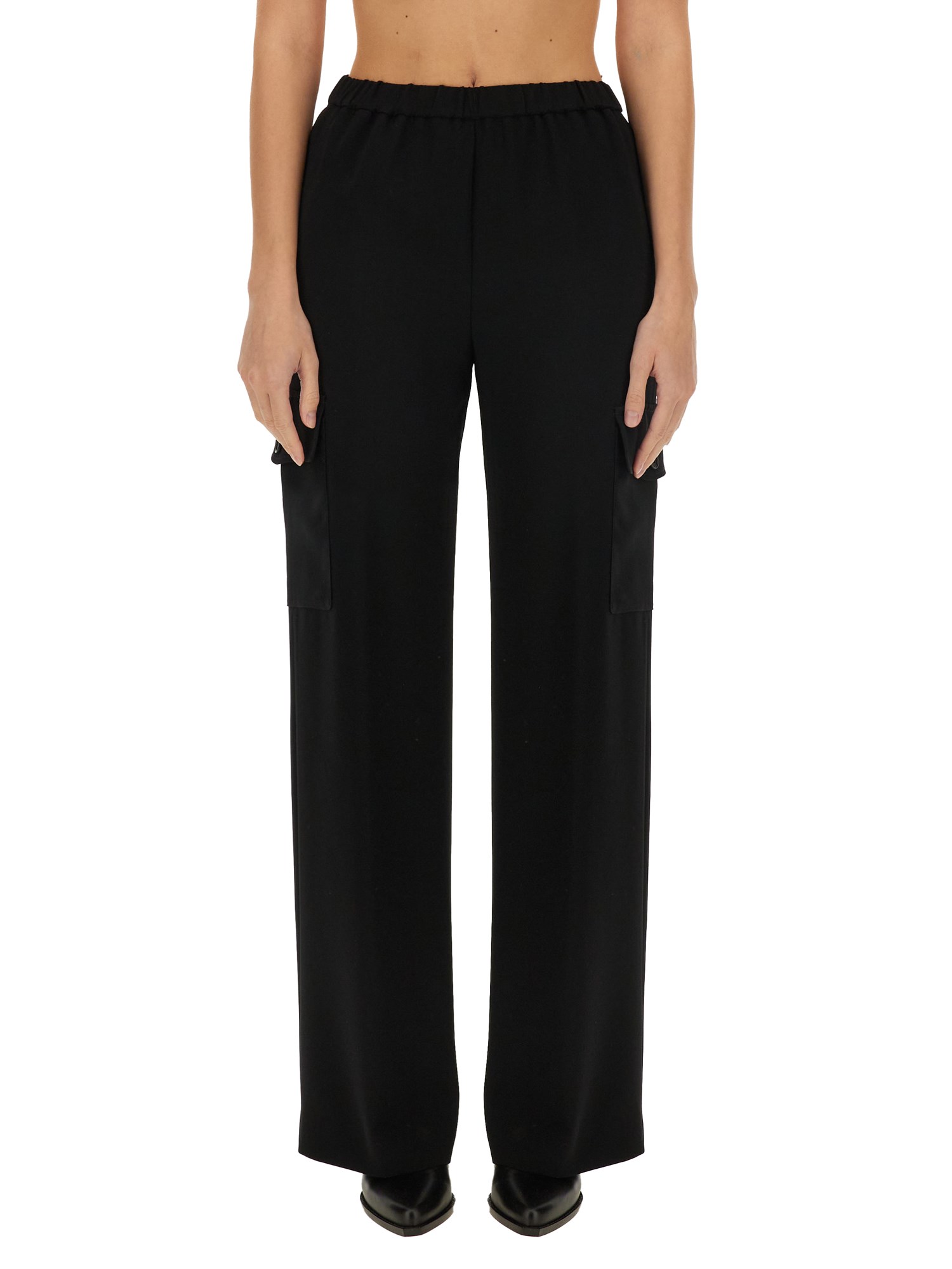 Aspesi Trousers With Multiple Pockets And Elastic Waistband In Black