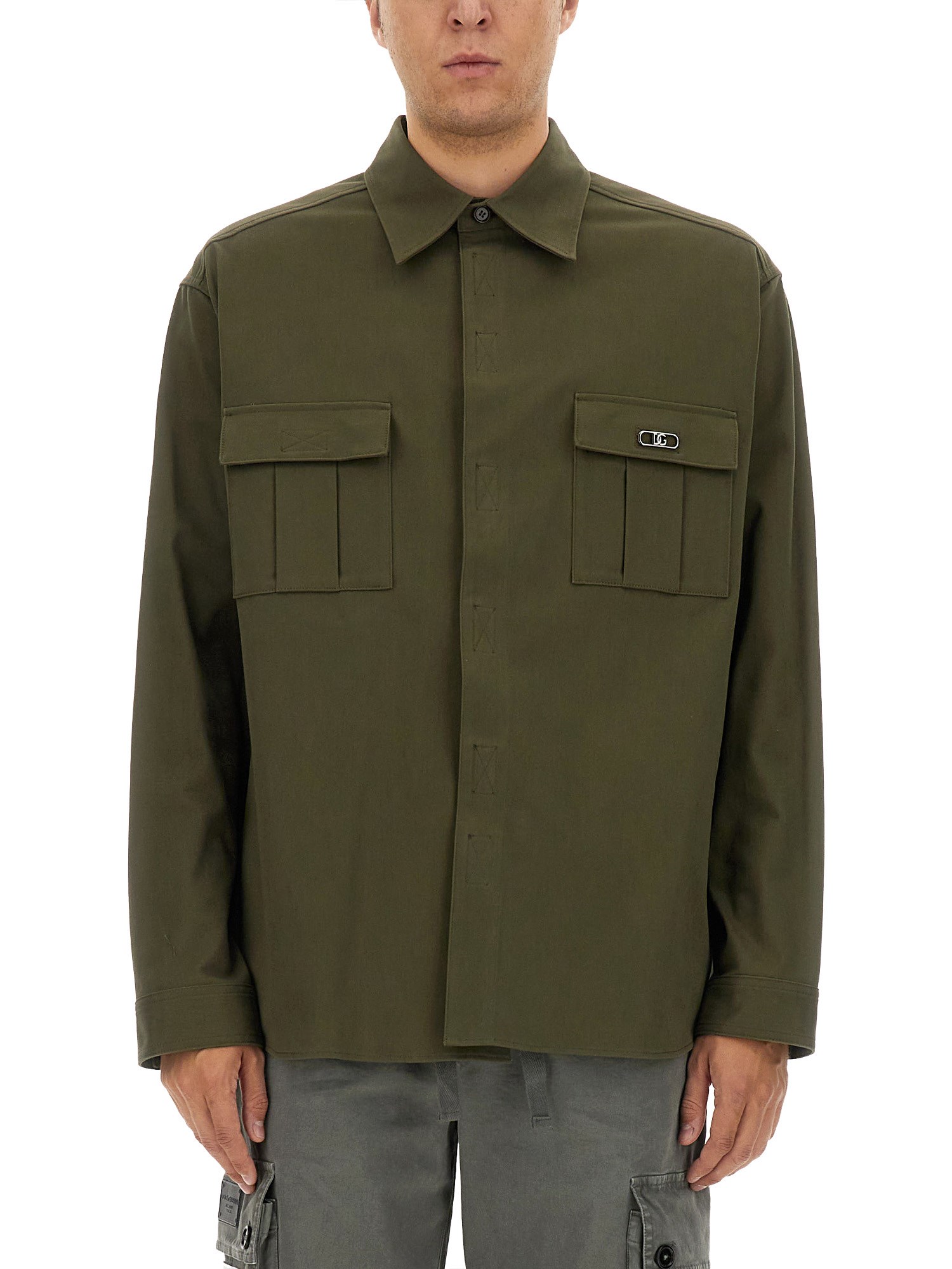 Shop Dolce & Gabbana Shirt With Pockets In Green