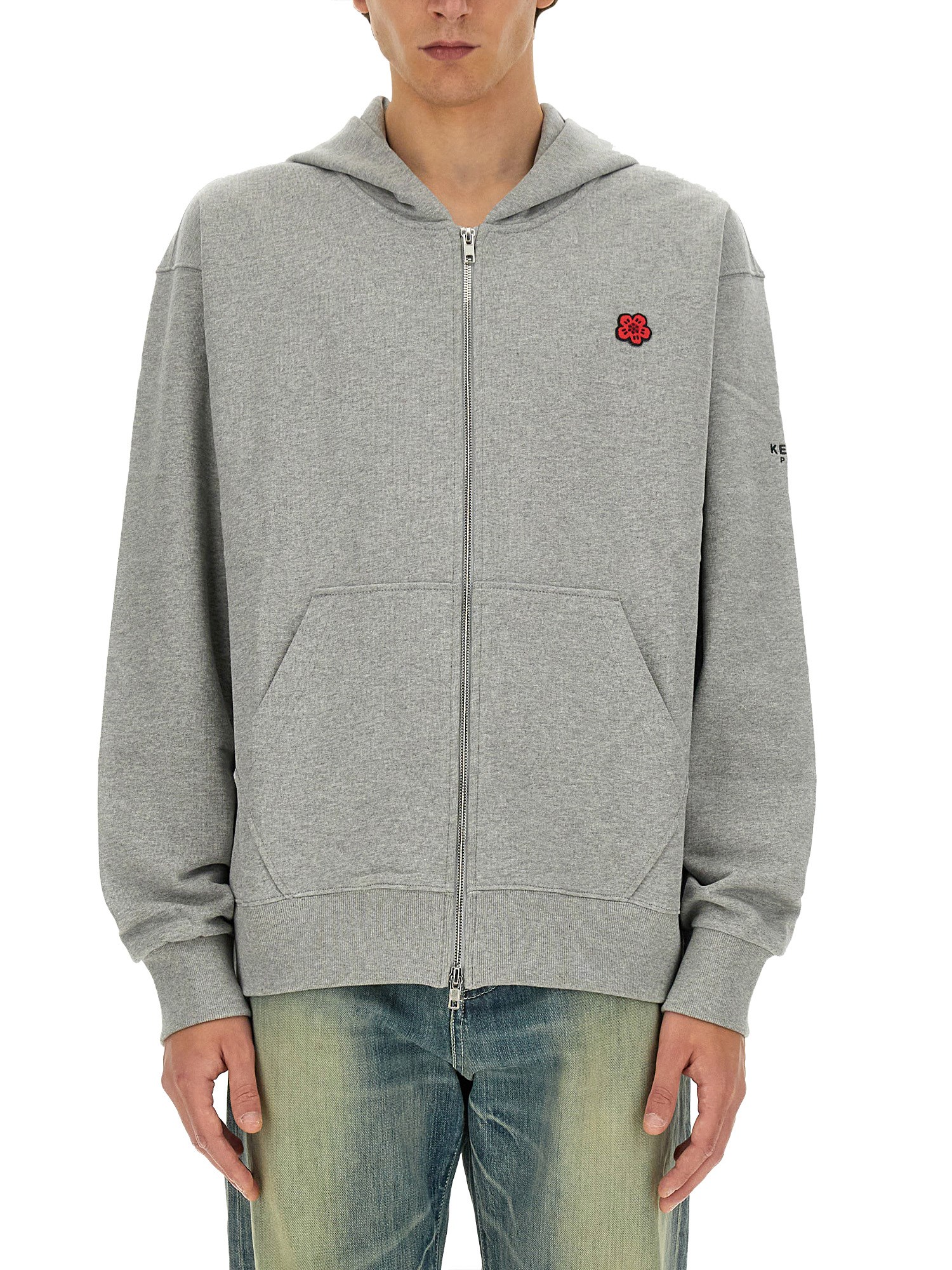 Shop Kenzo Flower Boke Sweatshirt In Grey