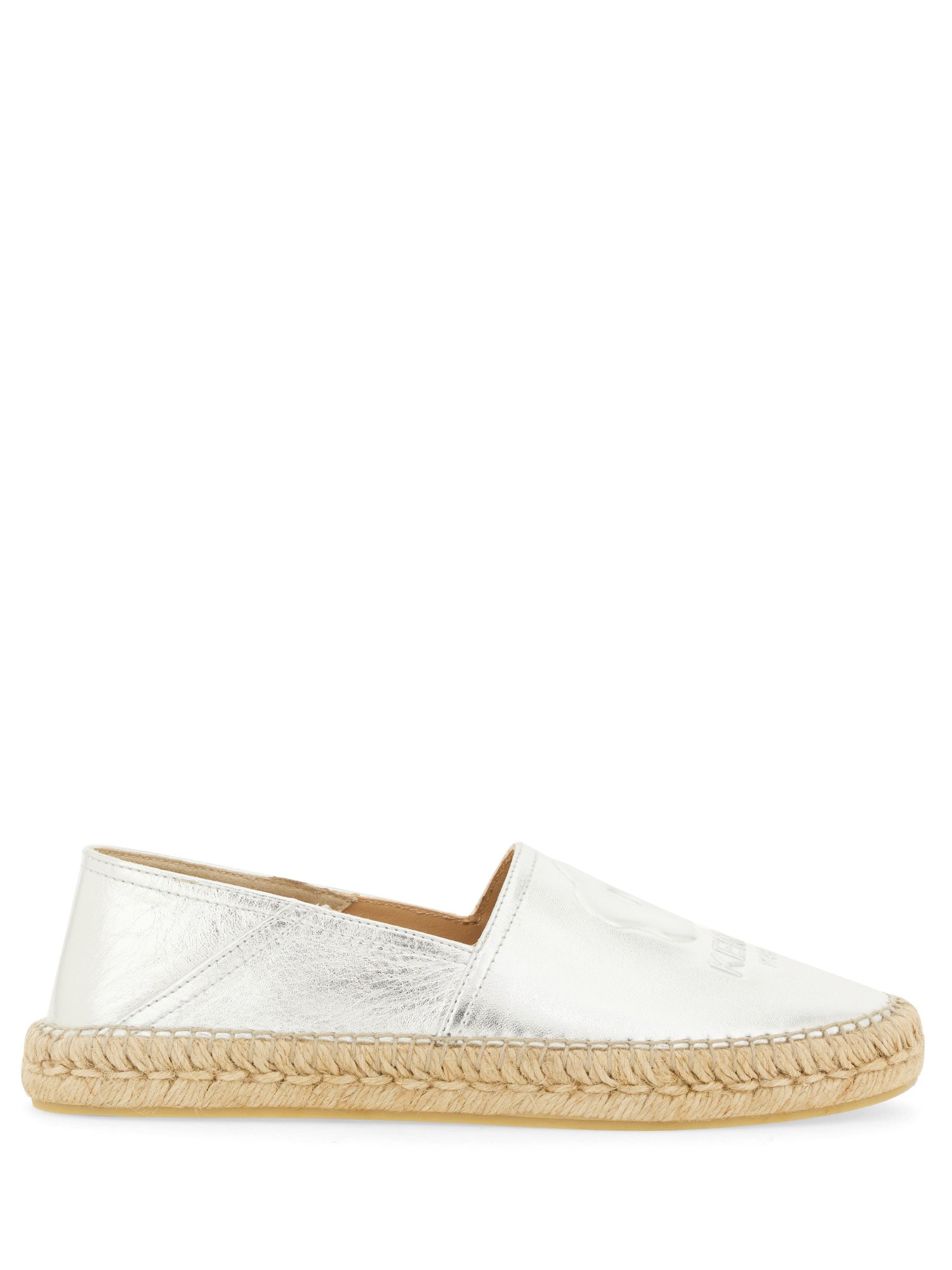 Shop Kenzo Leather Espadrilles In Silver