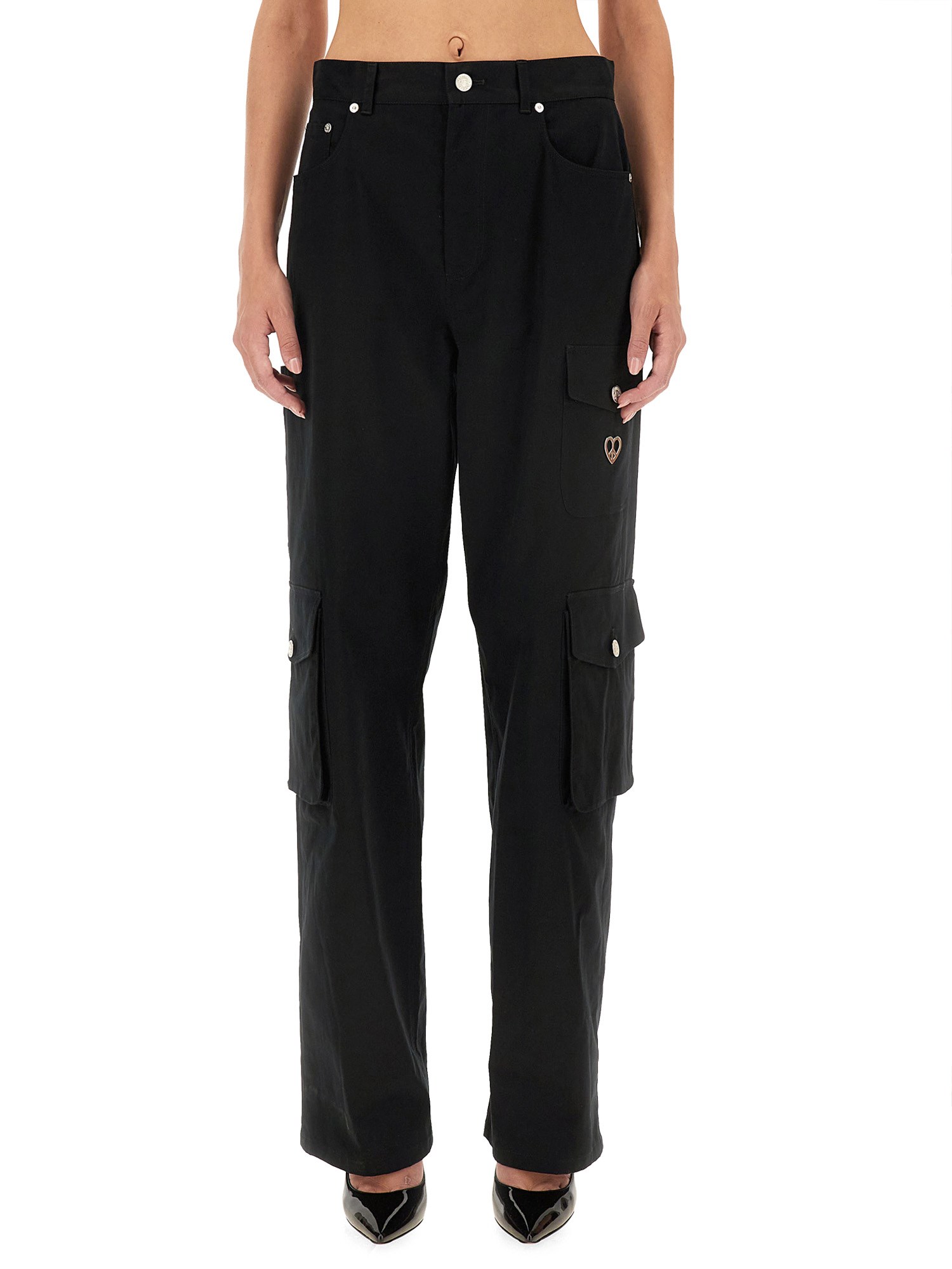 Moschino Utility Cargo Pants Button Detailing In Black