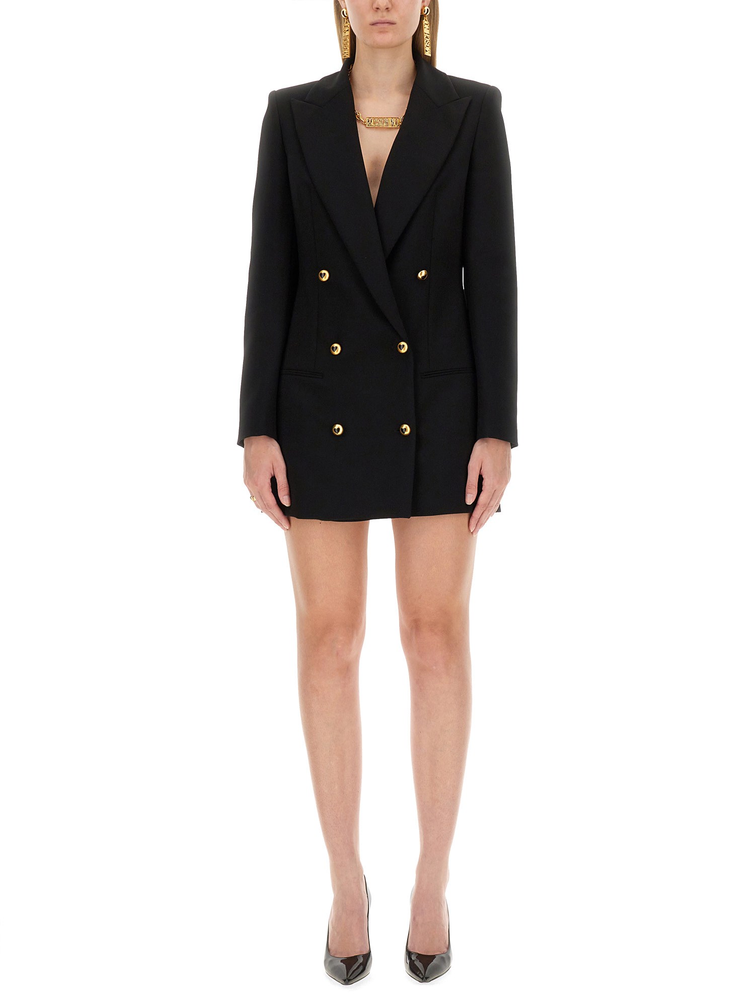 Shop Moschino Jacket Dress In Black