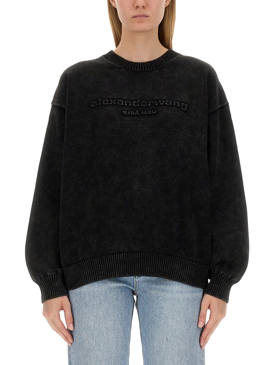 ALEXANDER WANG FELPA IN COTONE CON LOGO