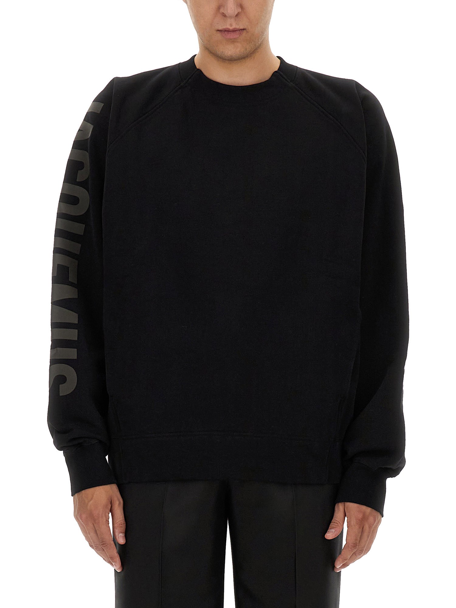 Jacquemus Top Le Sweatshirt Typo With Print In Black