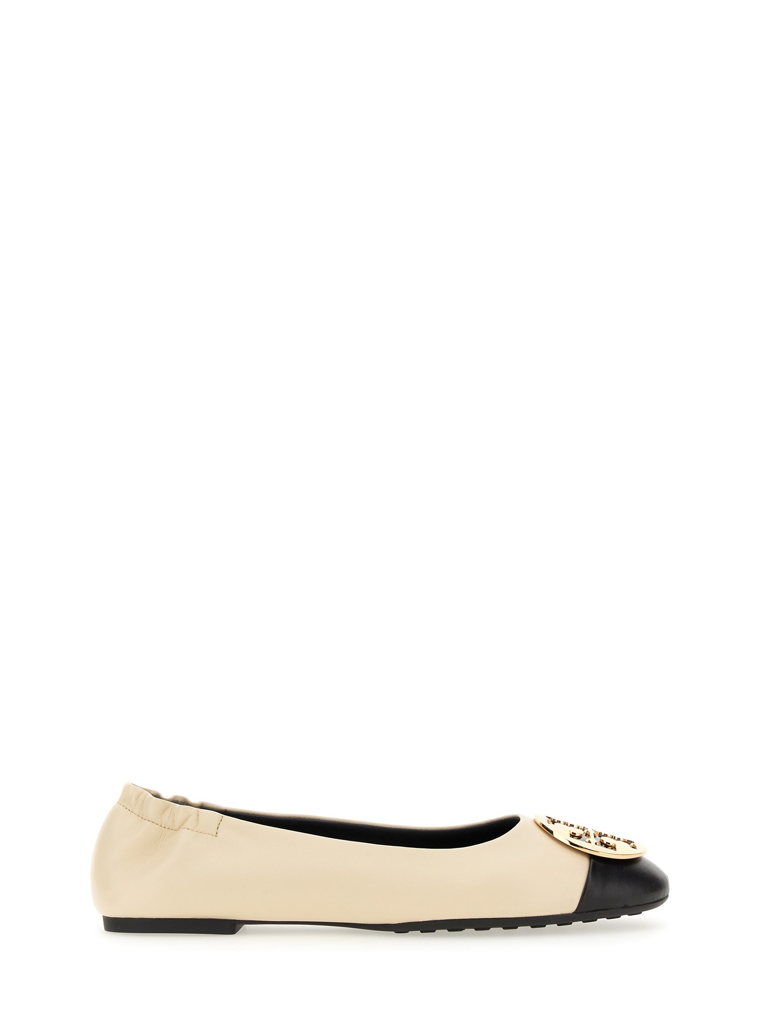 Shop Tory Burch Ballerina "claire" Cap-toe In White