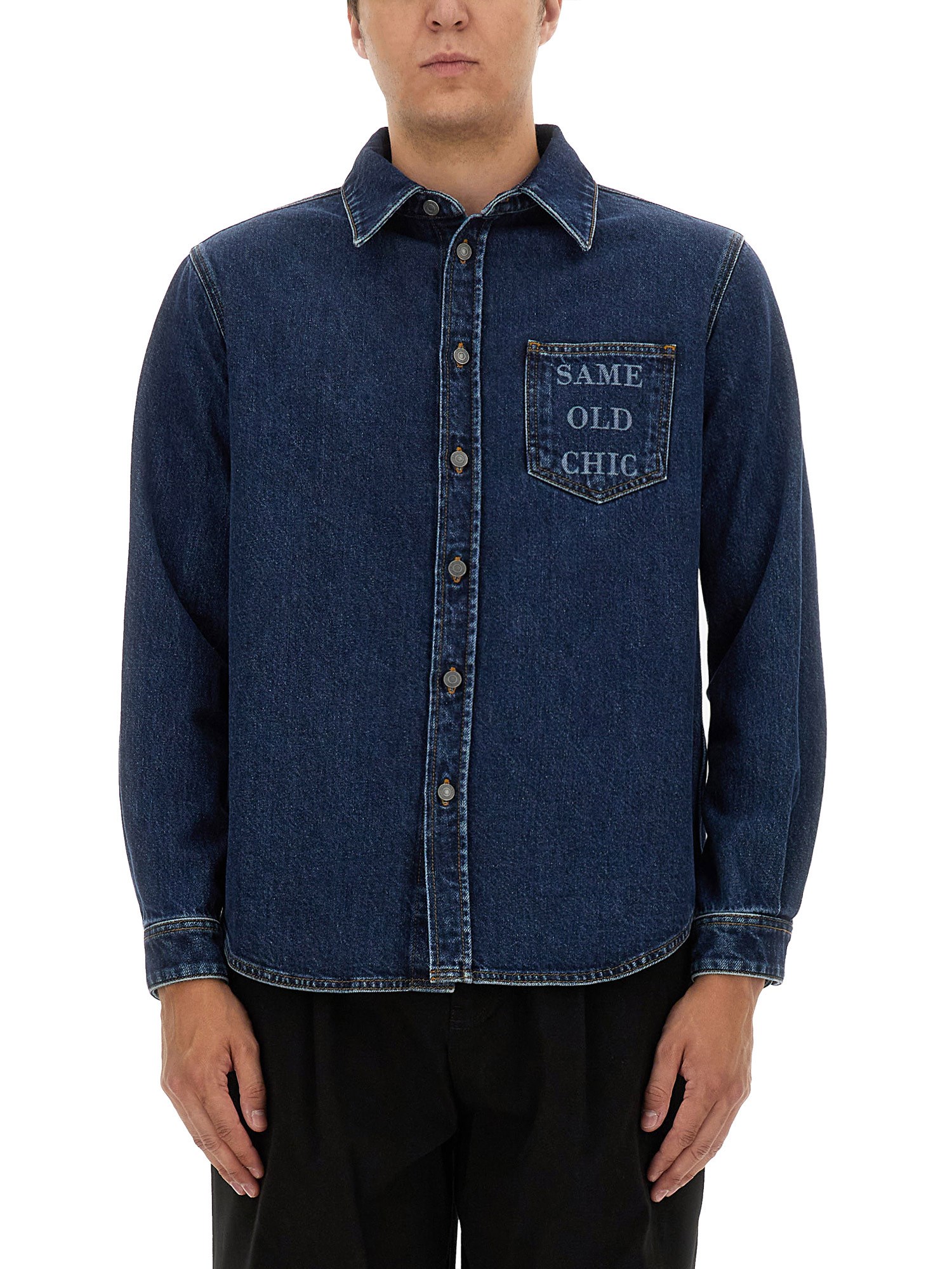 Shop Moschino "same Old Chic'" Shirt In Denim