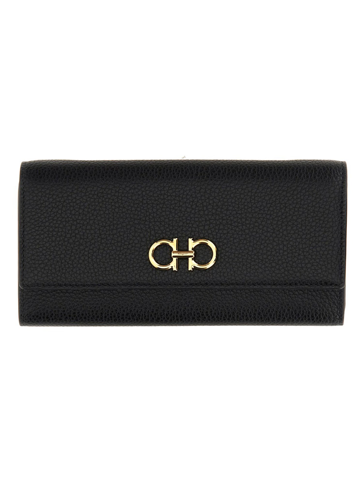 Shop Ferragamo "gancini" Wallet With Shoulder Strap In Black