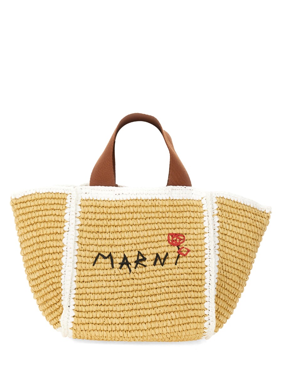 MARNI BORSA SHOPPER "SILLO" SMALL IN MAGLIA MACRAME EFFETTO RAFIA