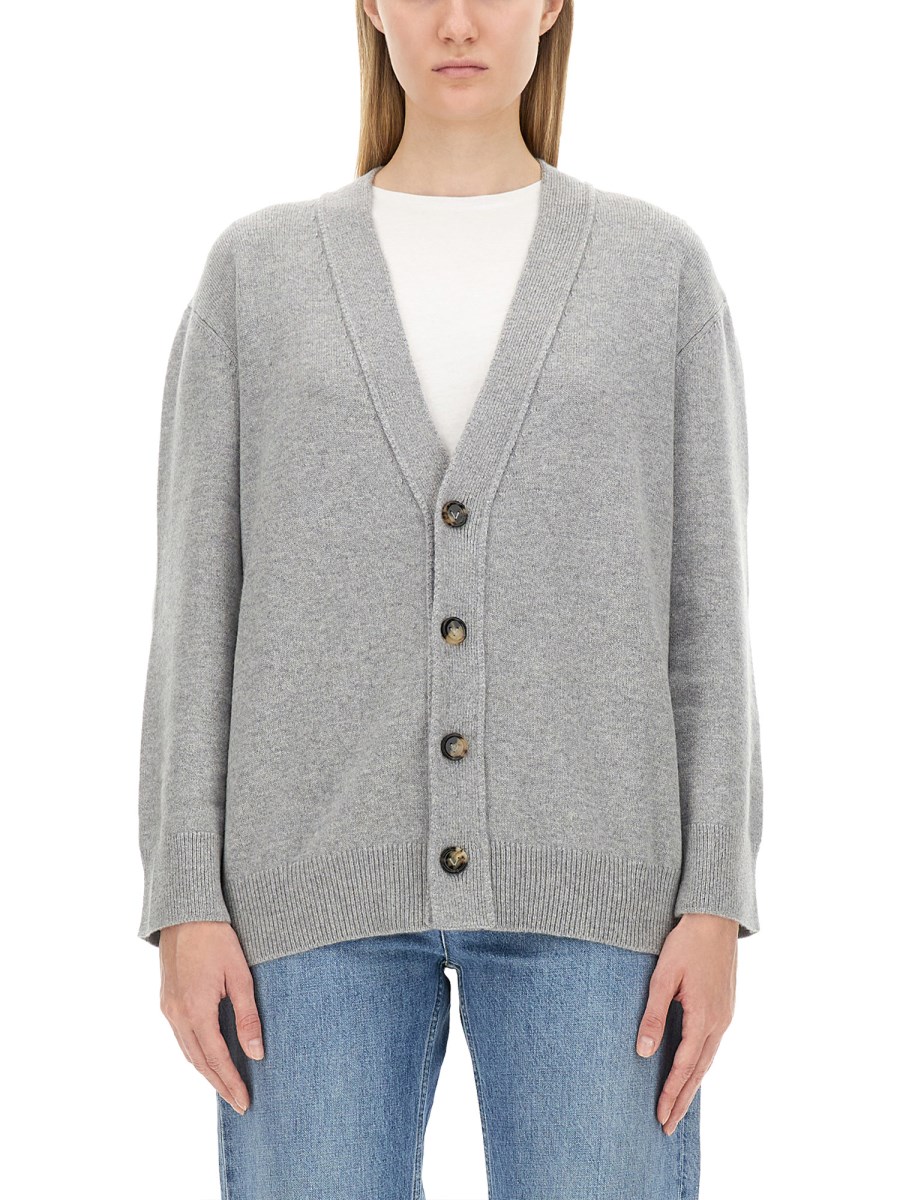 BOTTEGA VENETA CARDIGAN IN CASHMERE CON APPLICAZIONI IN PELLE INTRECCIATO