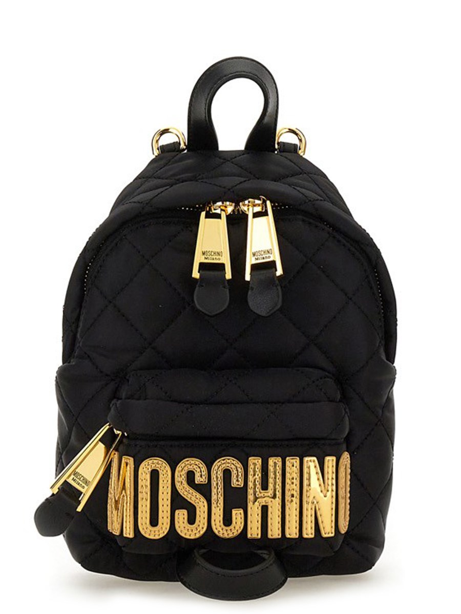 MOSCHINO ZAINO IN NYLON TRAPUNTATO CON LOGO