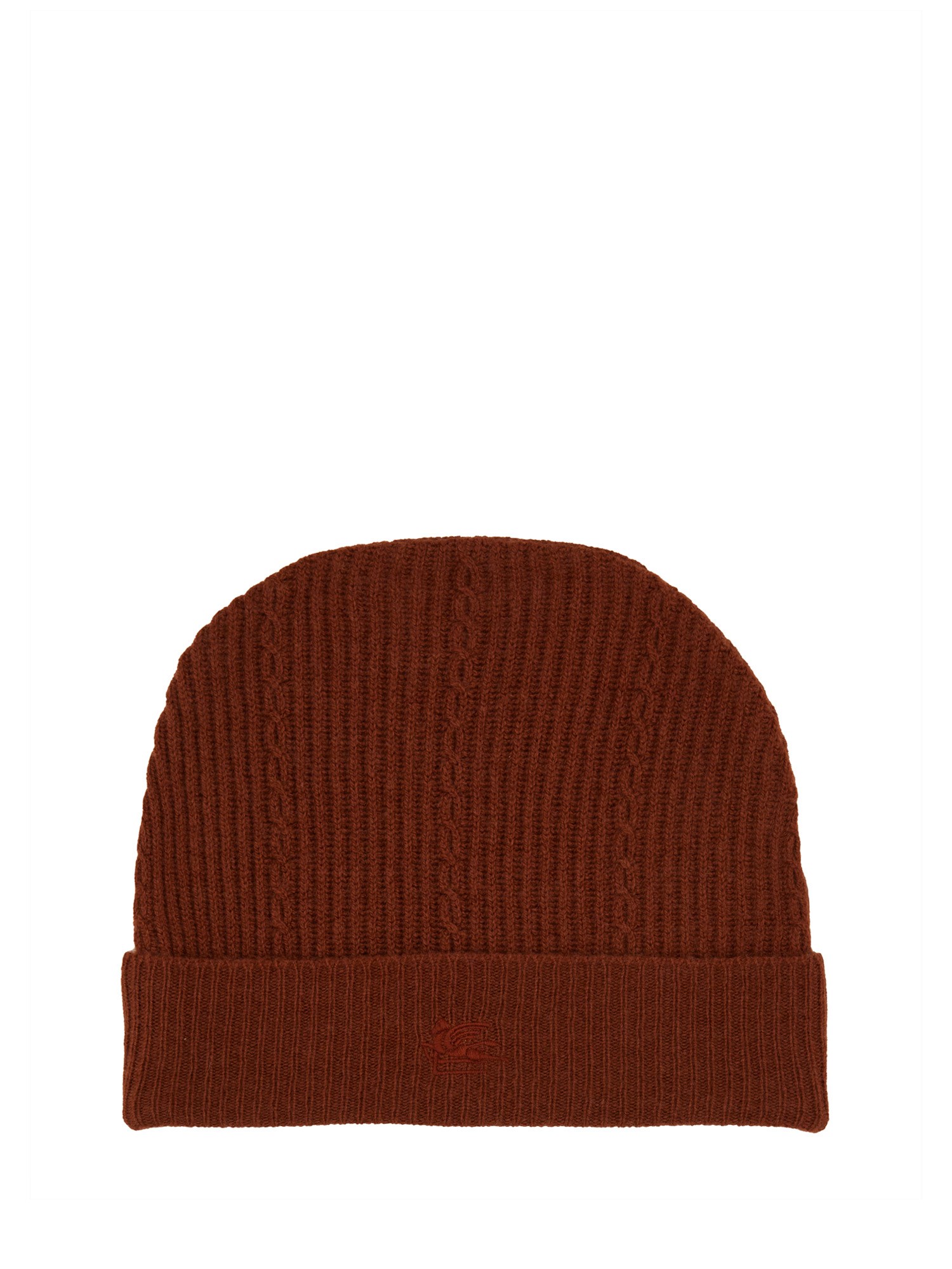 Etro Beanie Hat With Logo In Brown